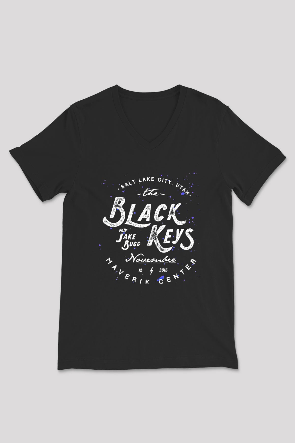 The Black Keys Baskılı Unisex Siyah V Yaka Tişört - Tshirt