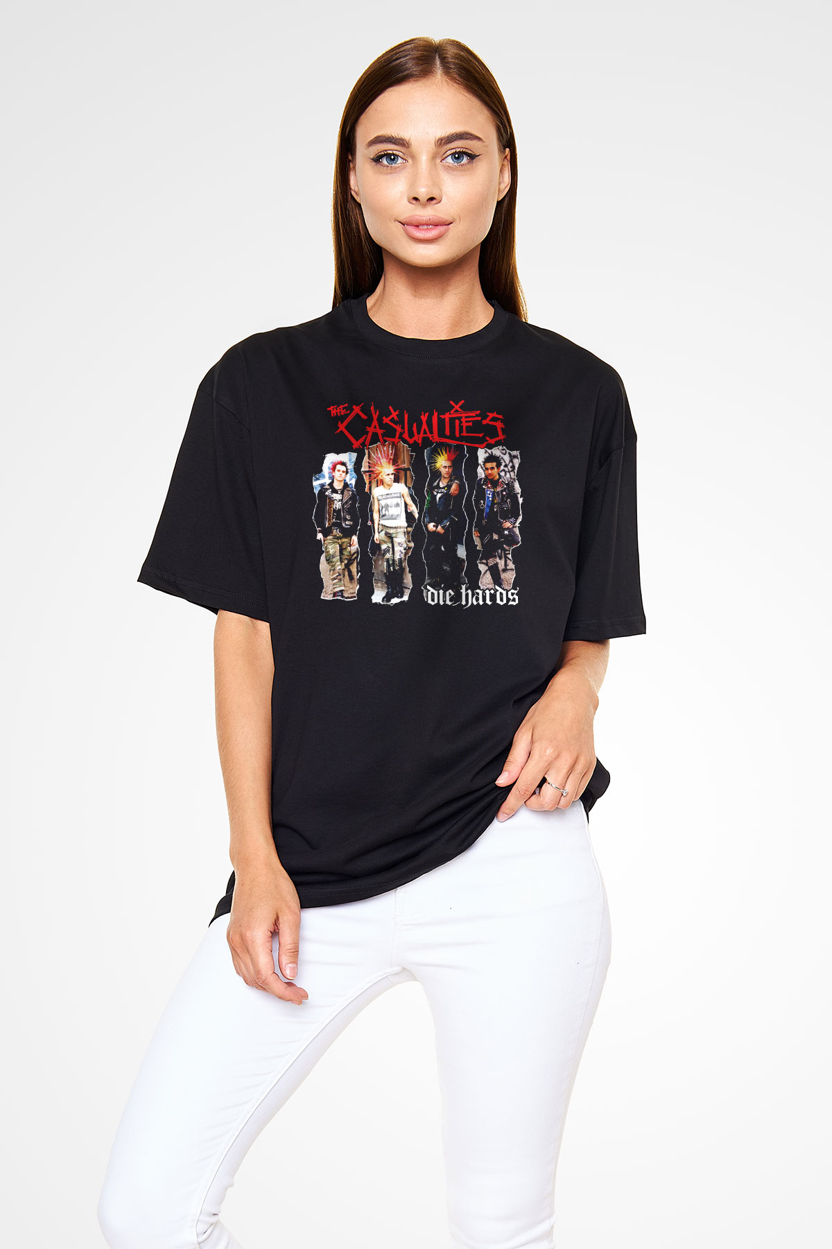 The Casualties Siyah Unisex Oversize Tişört T-Shirt