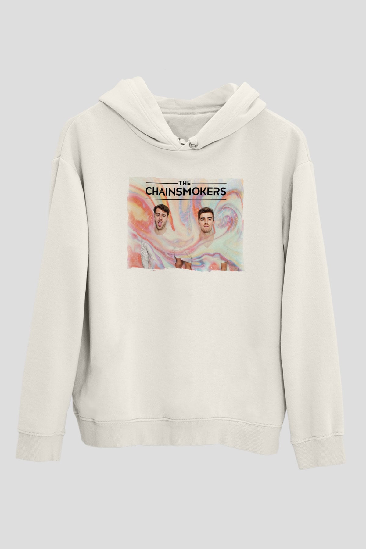 The Chainsmokers Beyaz Unisex Kapüşonlu Sweatshirt