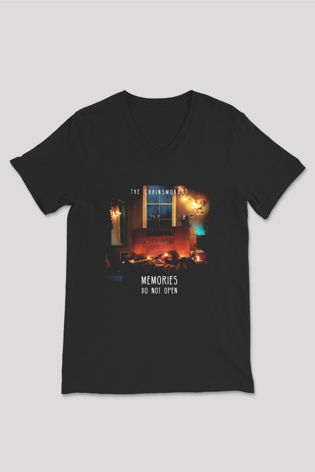 The Chainsmokers Siyah Unisex V Yaka Tişört T-Shirt