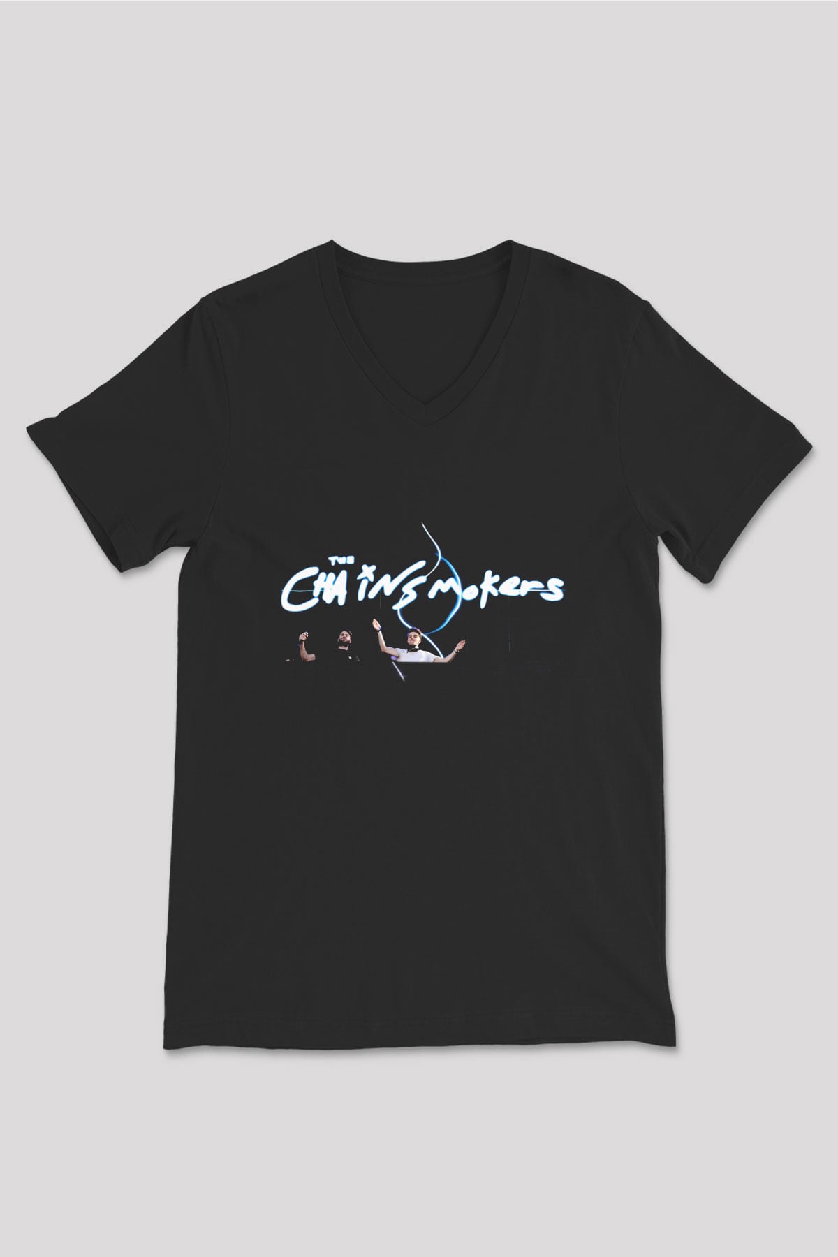 The Chainsmokers Siyah Unisex V Yaka Tişört T-Shirt