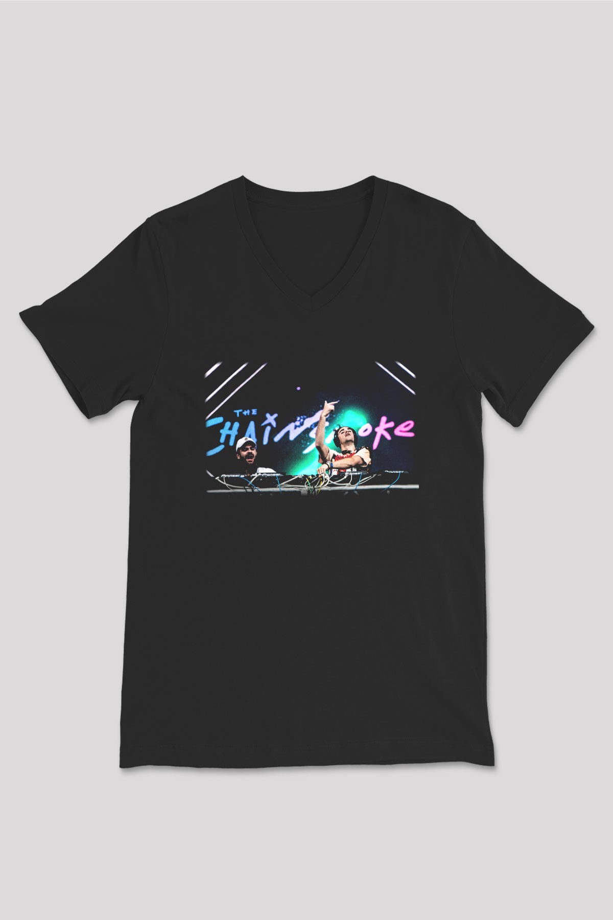 The Chainsmokers Siyah Unisex V Yaka Tişört T-Shirt