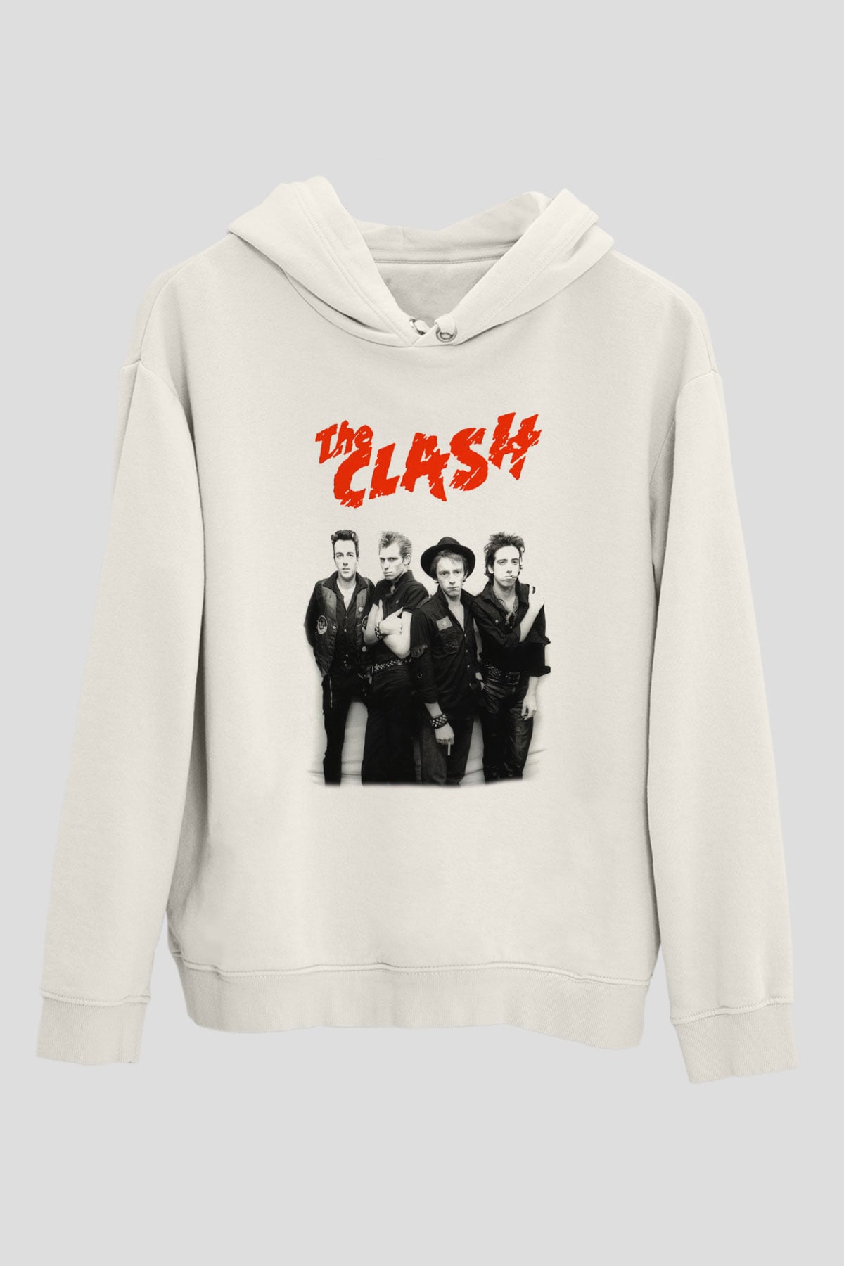 The Clash Beyaz Unisex Kapşonlu Sweatshirt