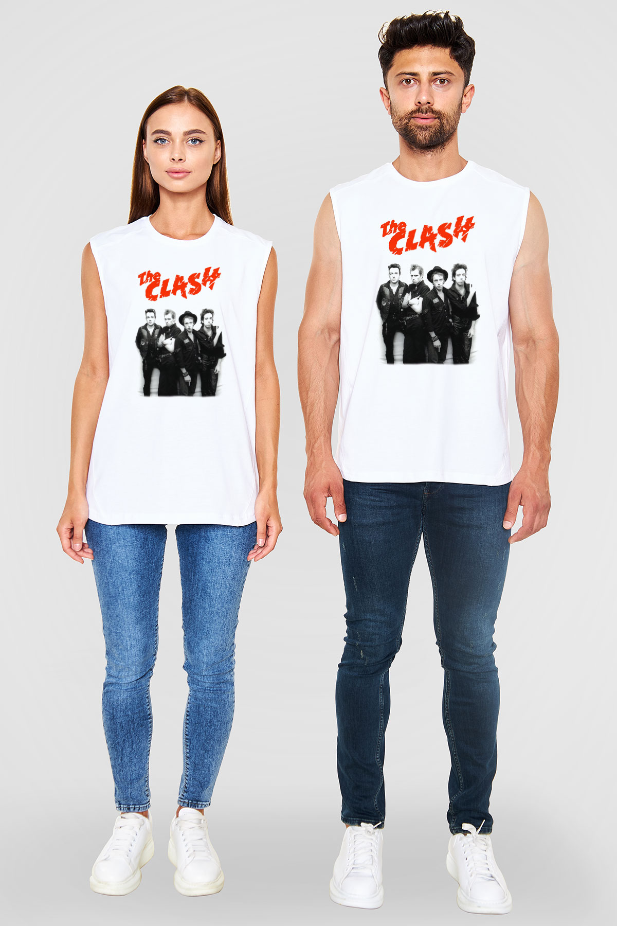 The Clash Beyaz Unisex Kolsuz Tişört