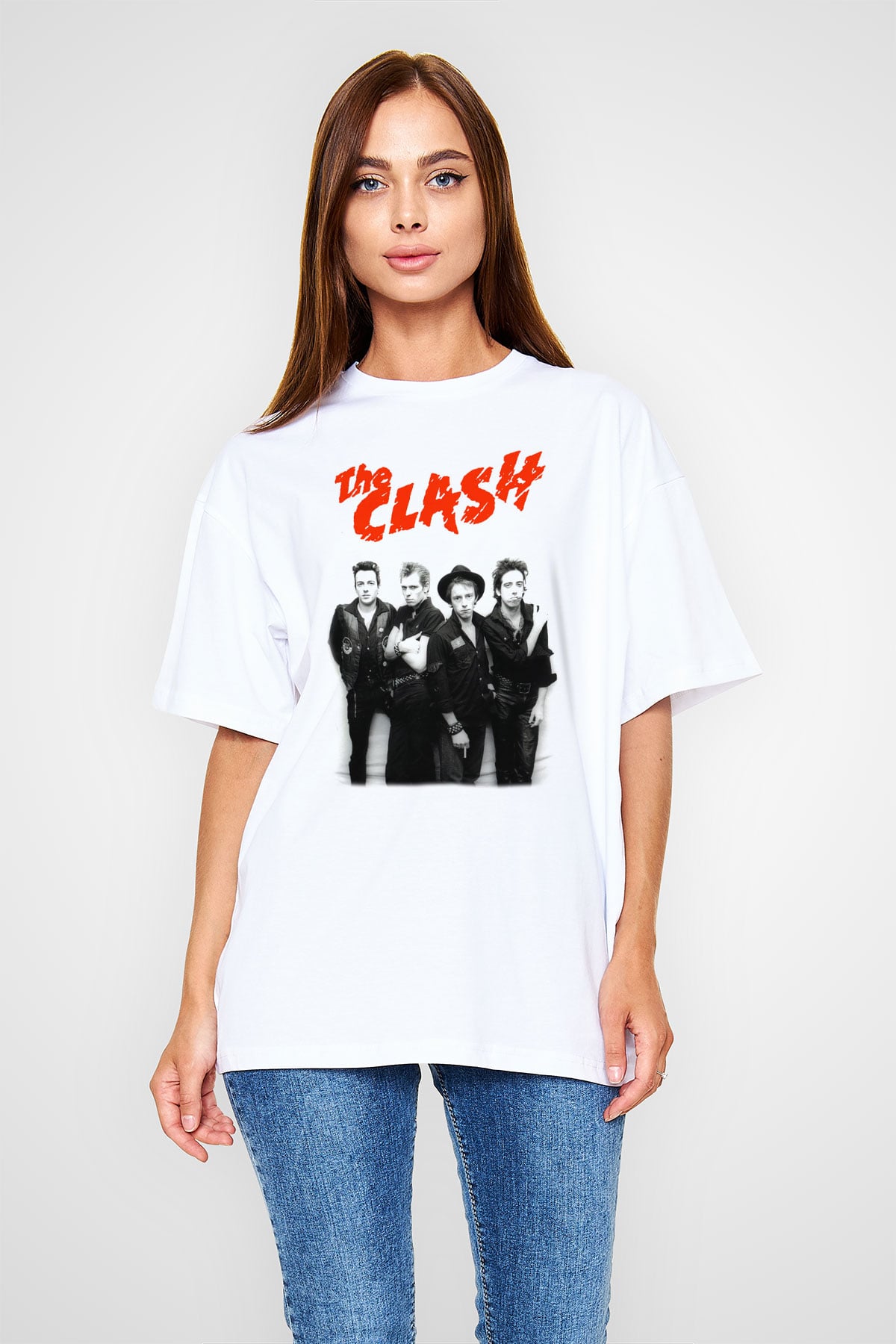 The Clash Beyaz Unisex Oversize Tişört T-Shirt