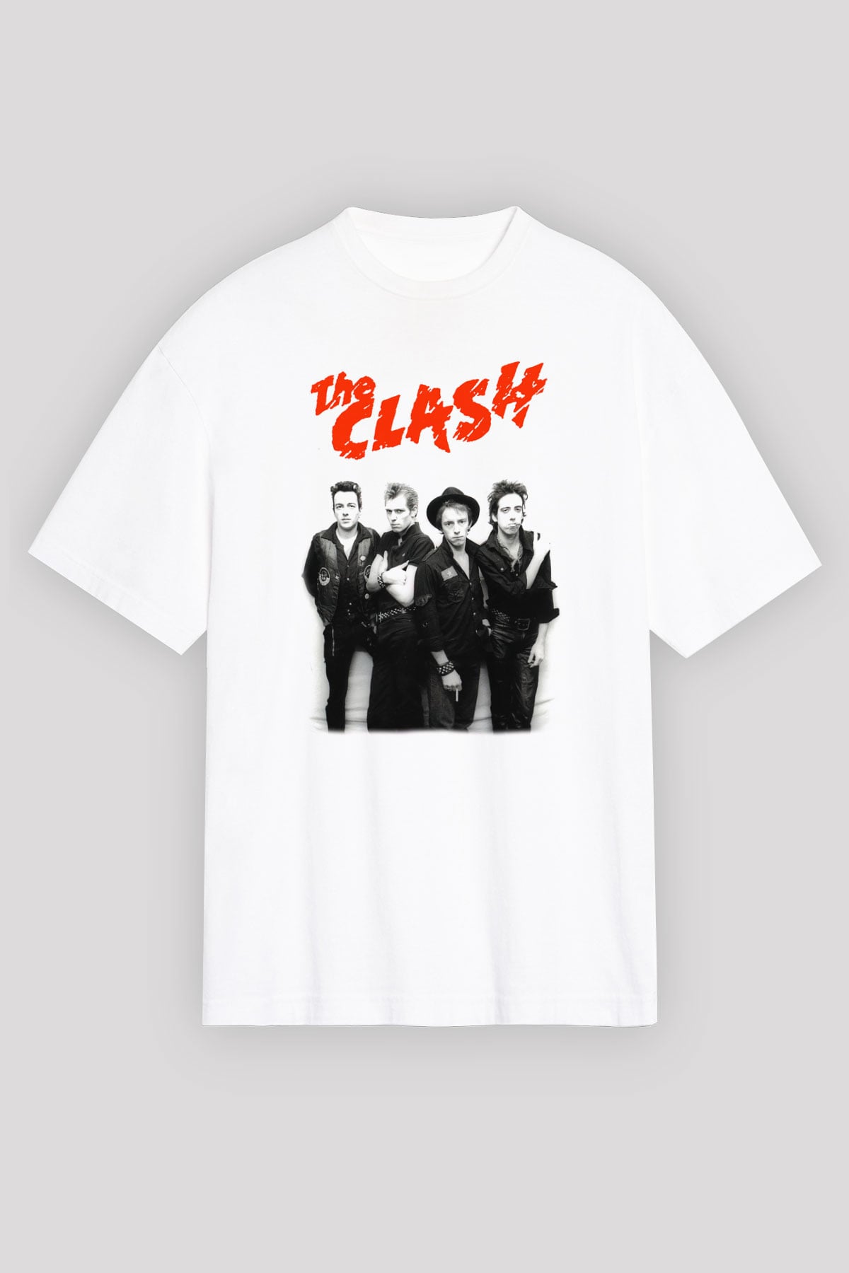 The Clash Beyaz Unisex Oversize Tişört T-Shirt