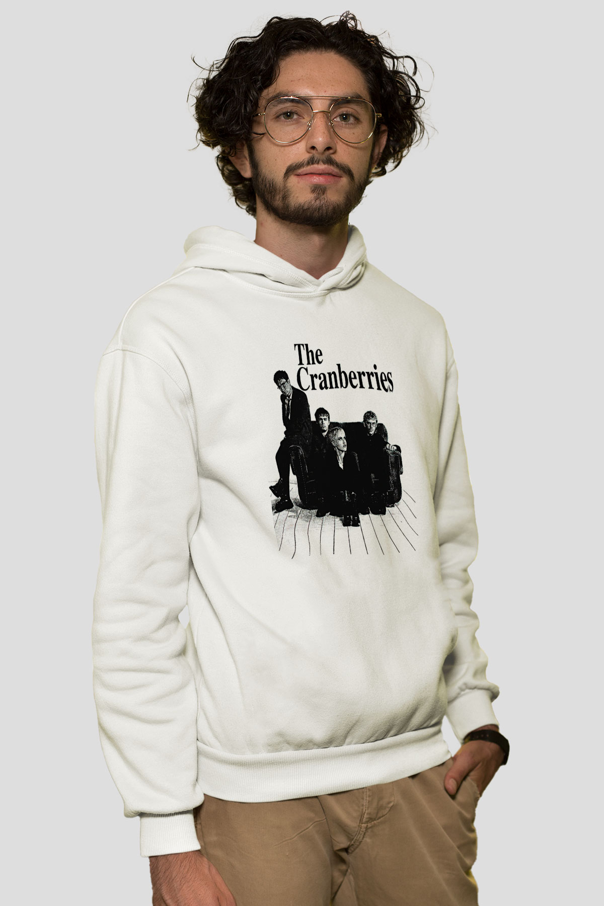 The Cranberries Baskılı Beyaz Unisex Kapüşonlu Sweatshirt