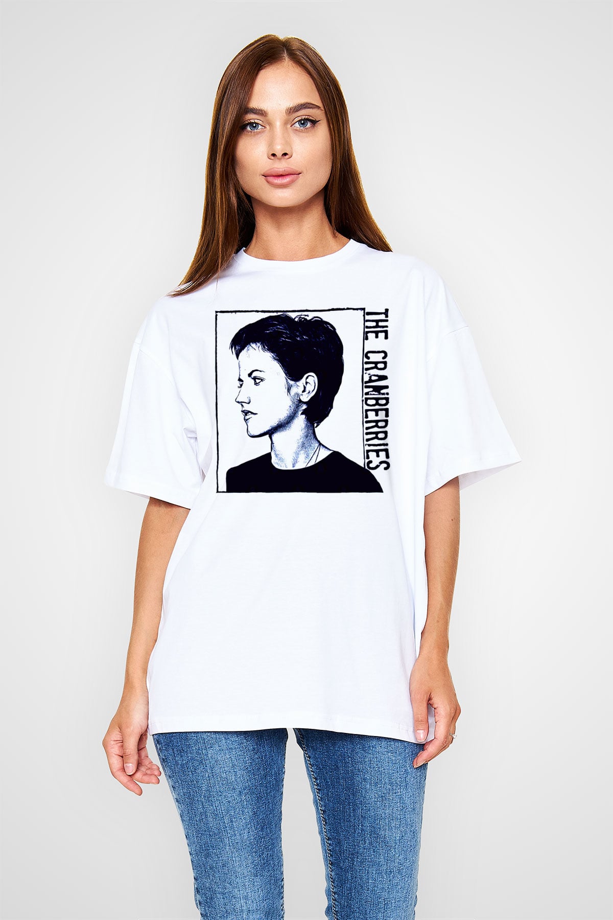 The Cranberries Baskılı Beyaz Unisex Oversize Tişört - Tshirt