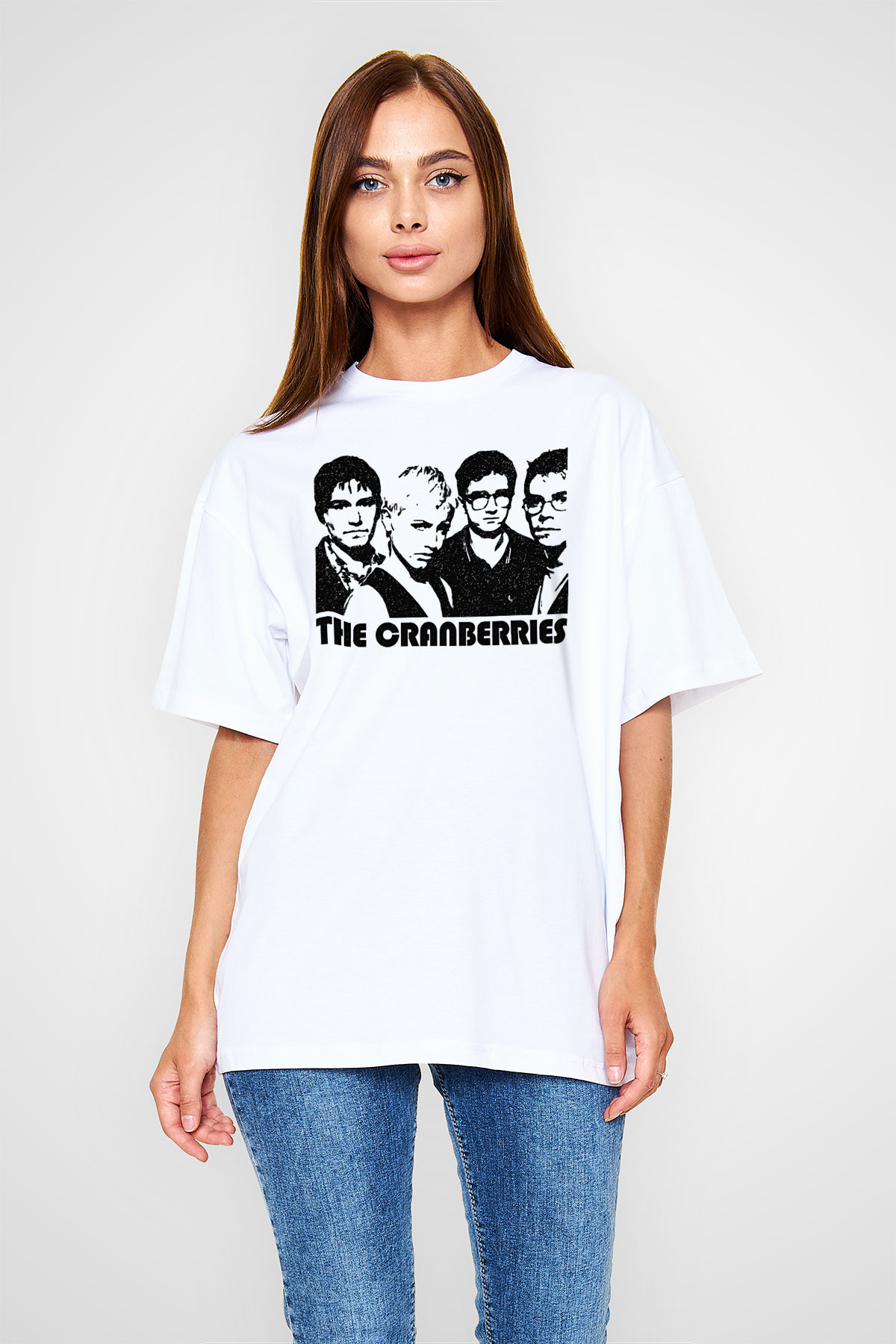 The Cranberries Baskılı Beyaz Unisex Oversize Tişört - Tshirt