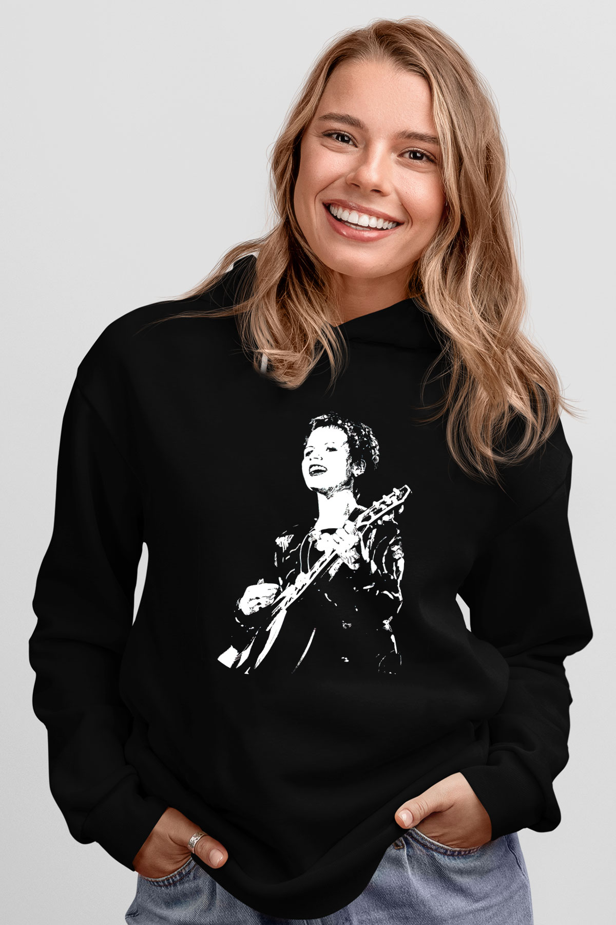 The Cranberries Baskılı Unisex Siyah Kapüşonlu Sweatshirt