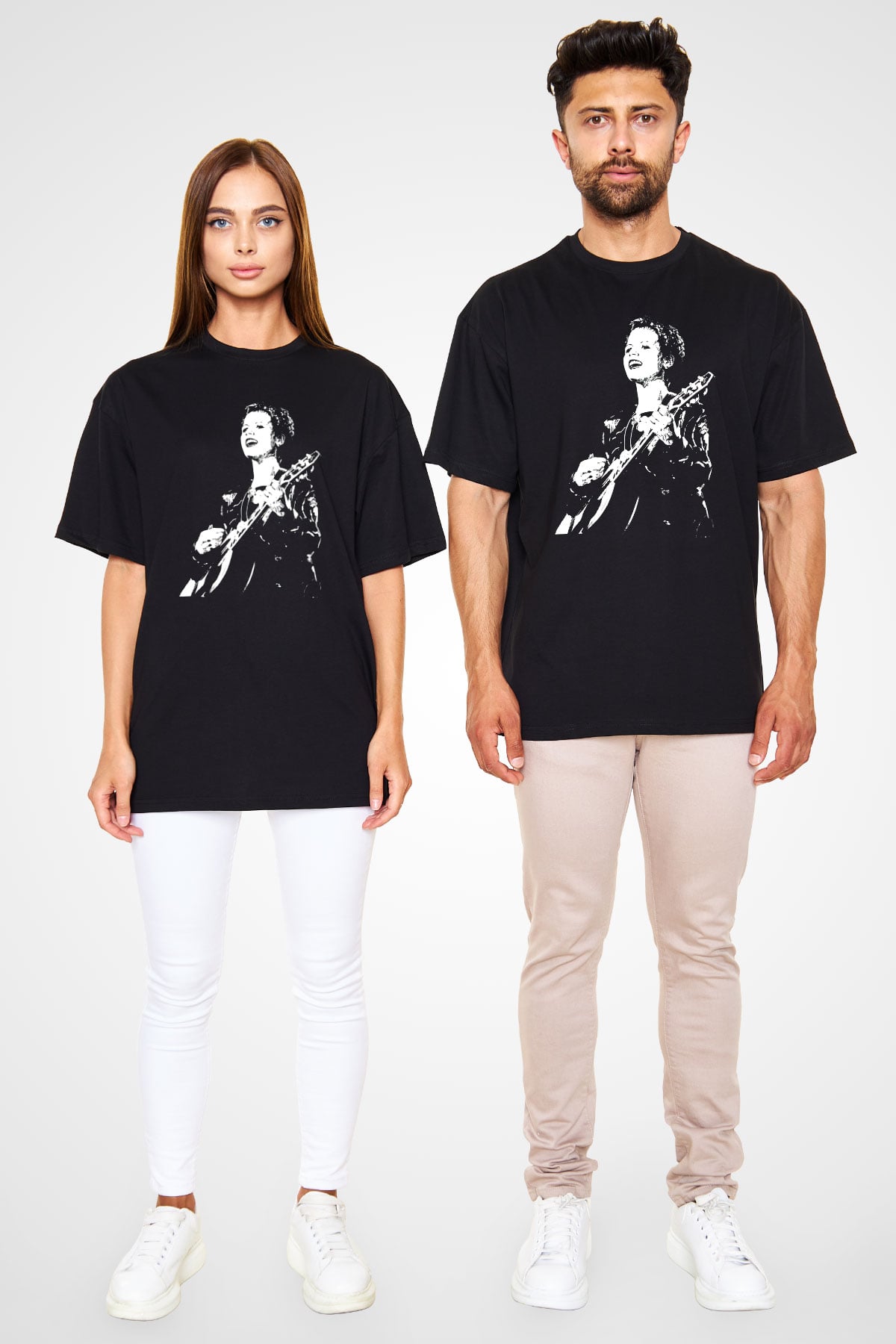 The Cranberries Baskılı Unisex Siyah Oversize Tişört - Tshirt