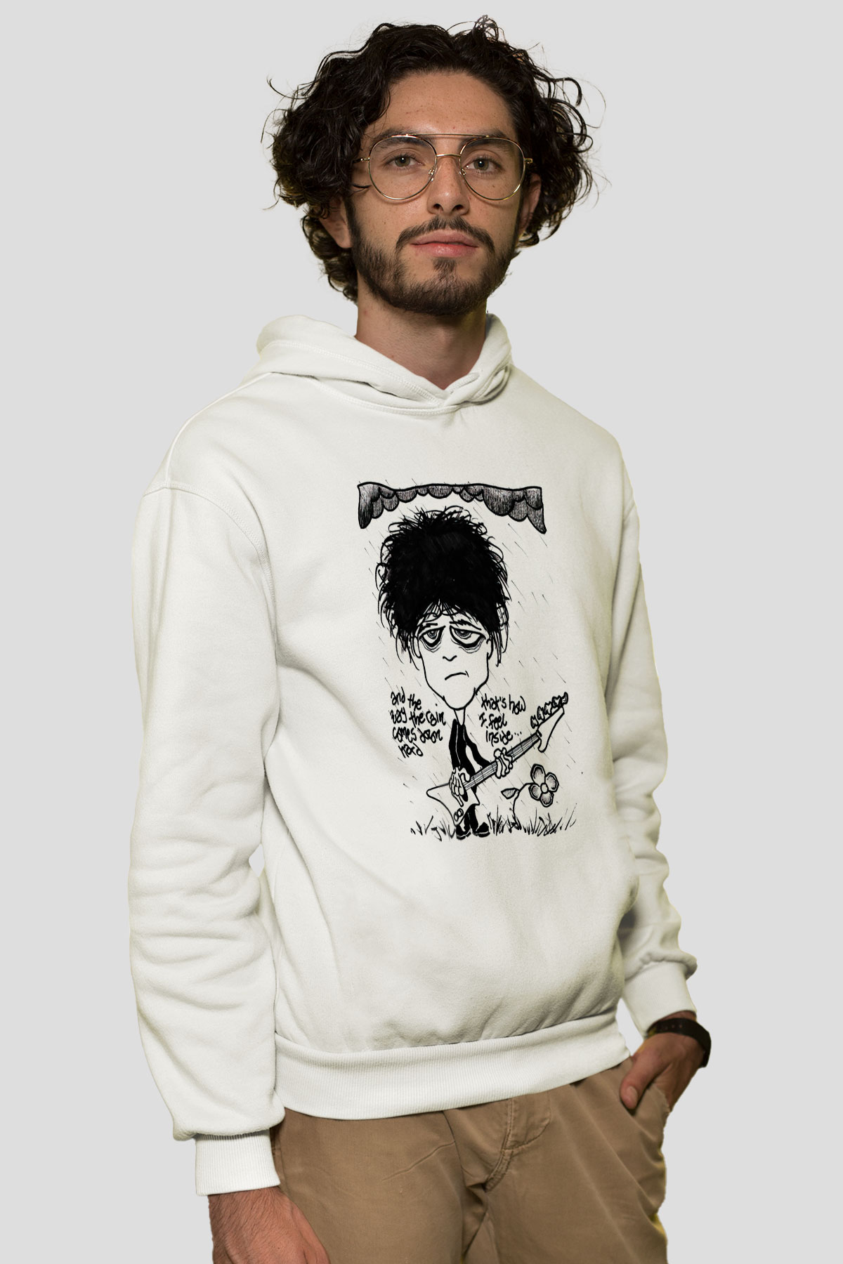 The Cure Beyaz Unisex Kapüşonlu Sweatshirt