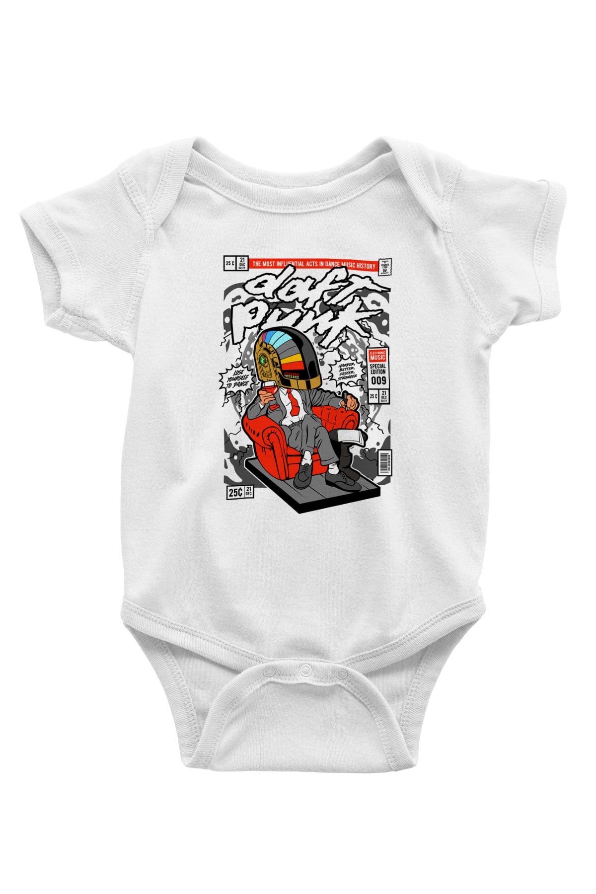 The Daft Punk Boss Baskılı Unisex Beyaz Bebek Body - Zıbın