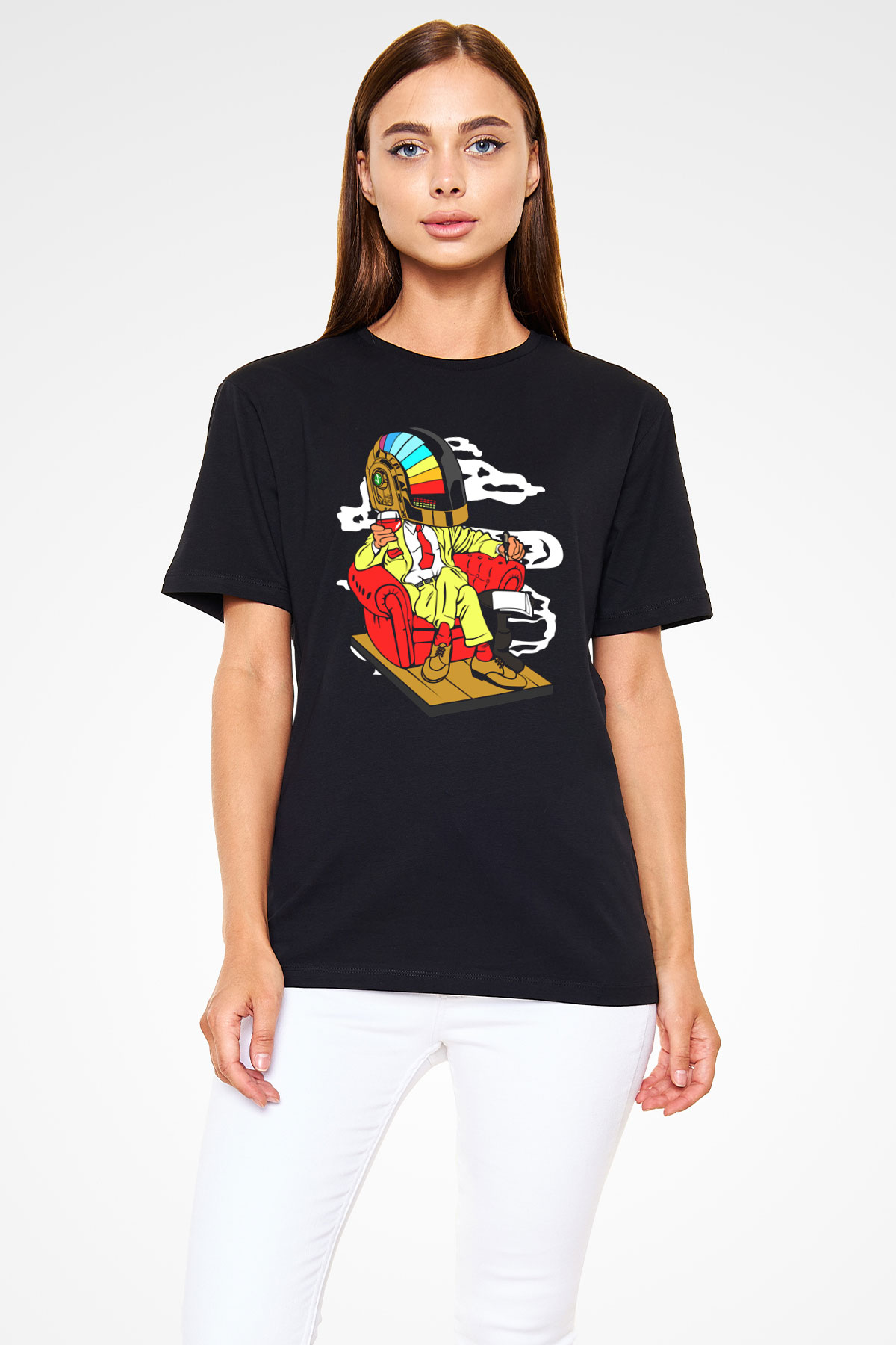 The Daft Punk Boss Baskılı Unisex Siyah Tişört