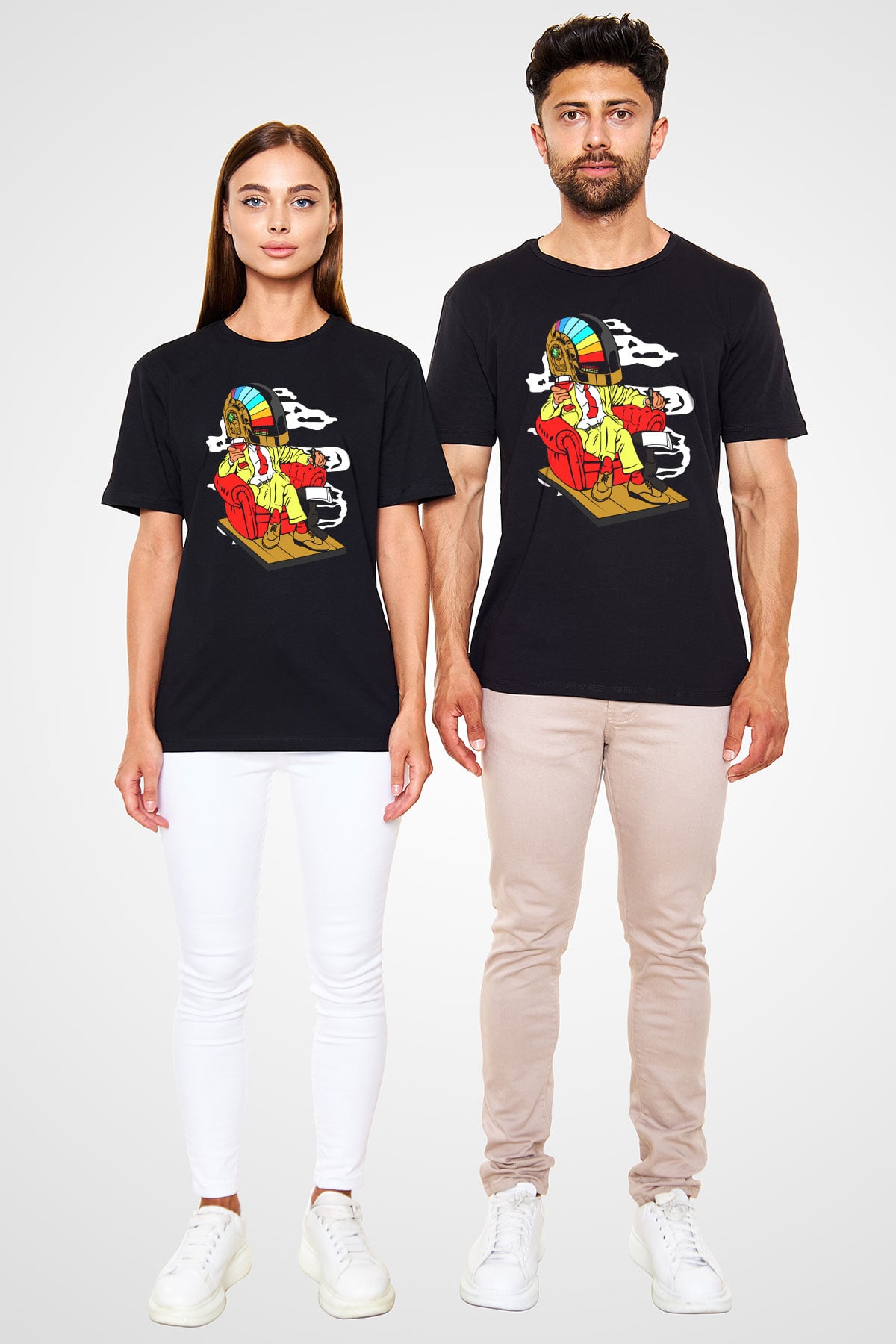 The Daft Punk Boss Baskılı Unisex Siyah Tişört