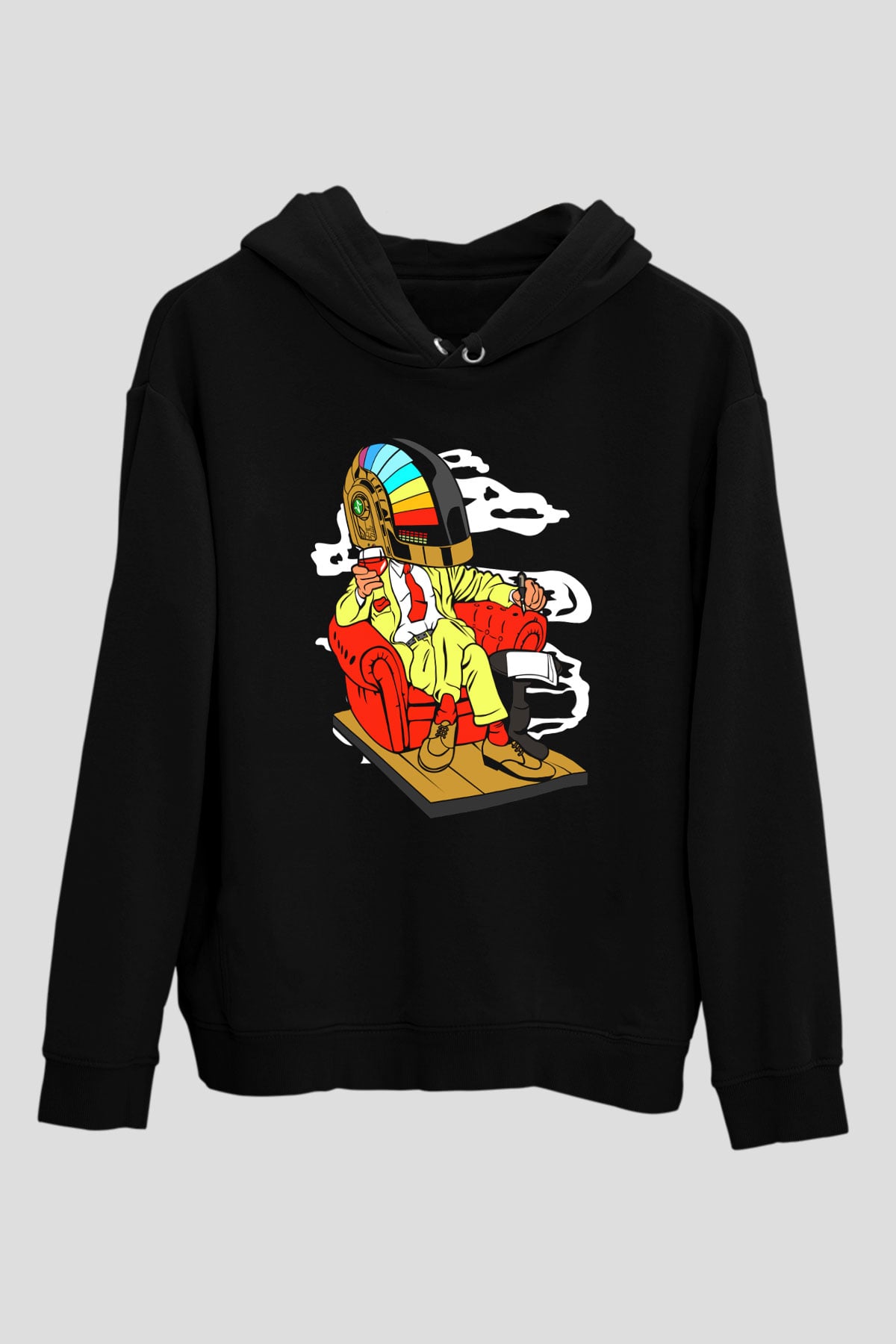 The Daft Punk Boss Baskılı Unisex Siyah Hoodie