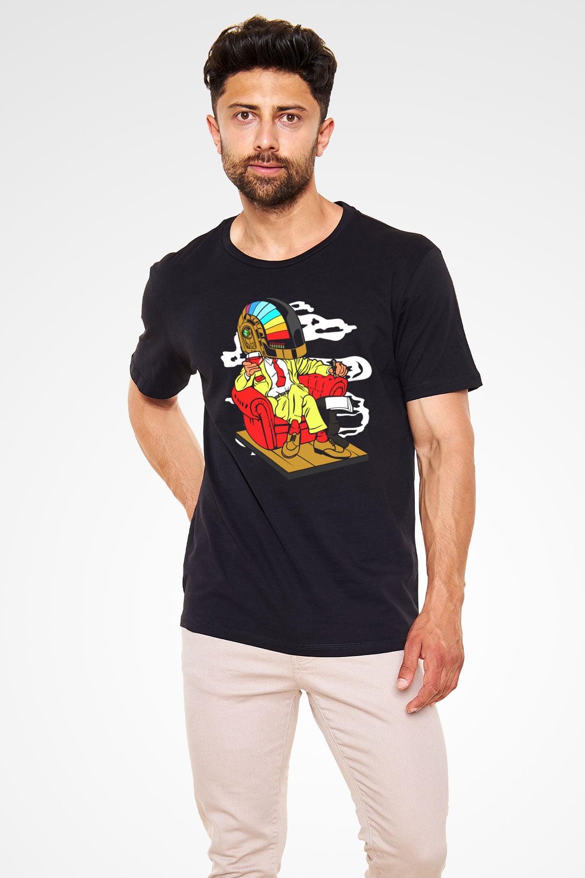 The Daft Punk Boss Baskılı Unisex Siyah Tişört