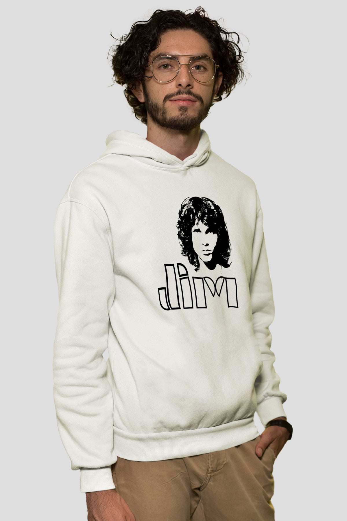 The Doors Beyaz Unisex Kapüşonlu Sweatshirt