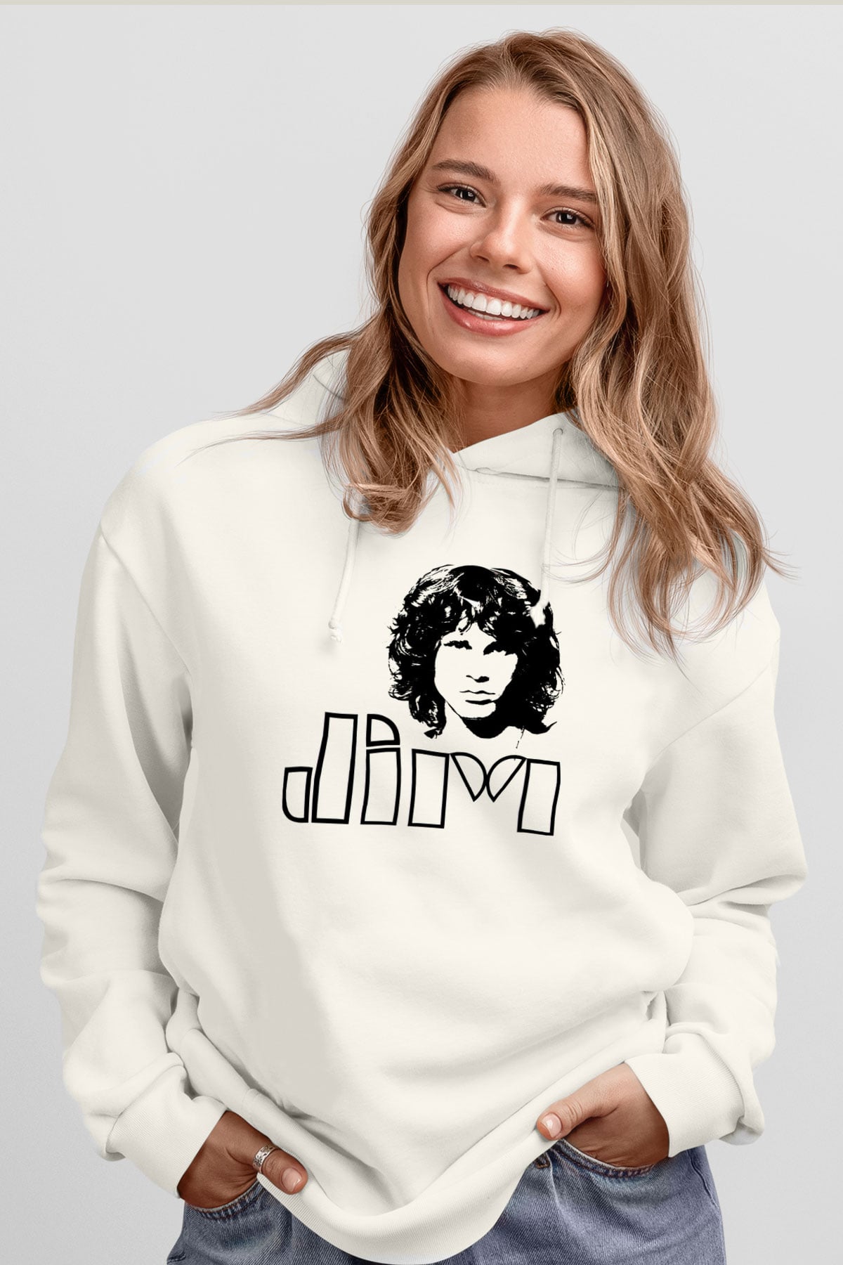 The Doors Beyaz Unisex Kapüşonlu Sweatshirt
