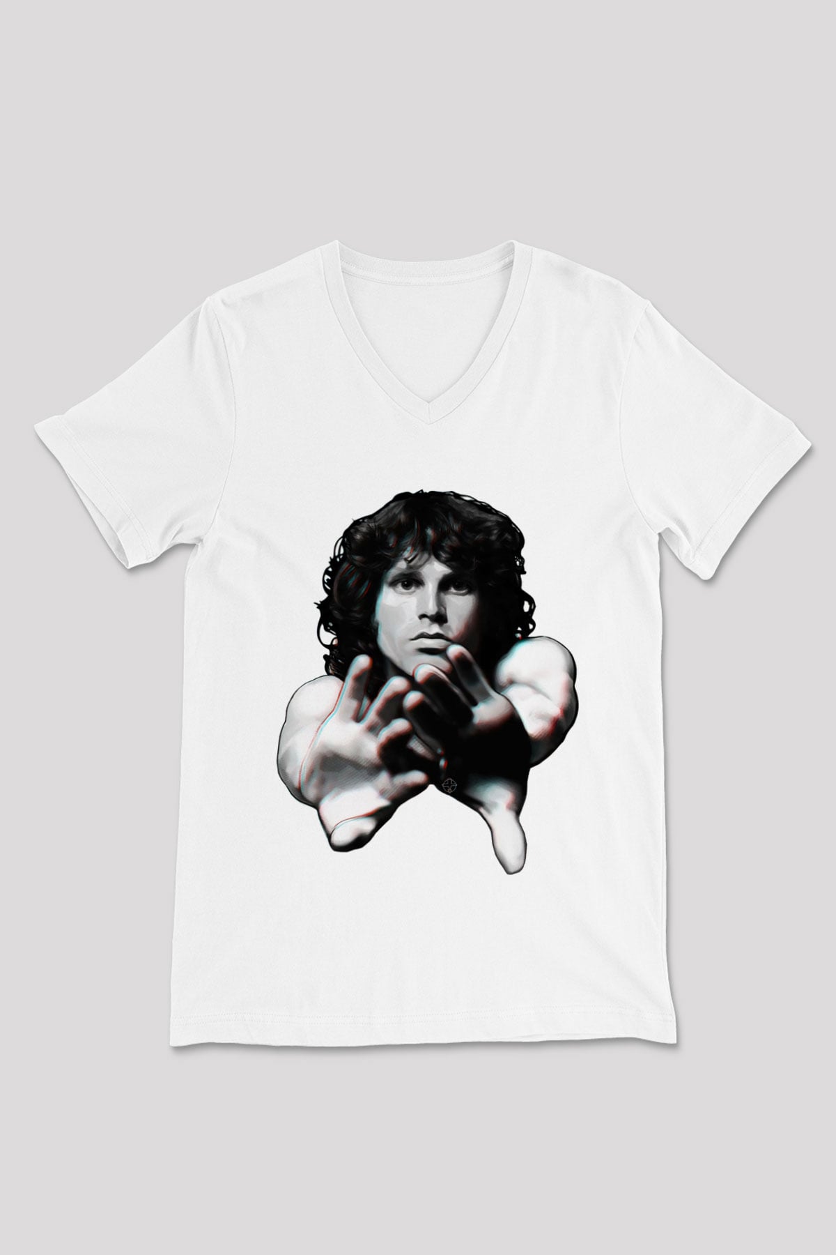 The Doors Beyaz Unisex V Yaka Tişört
