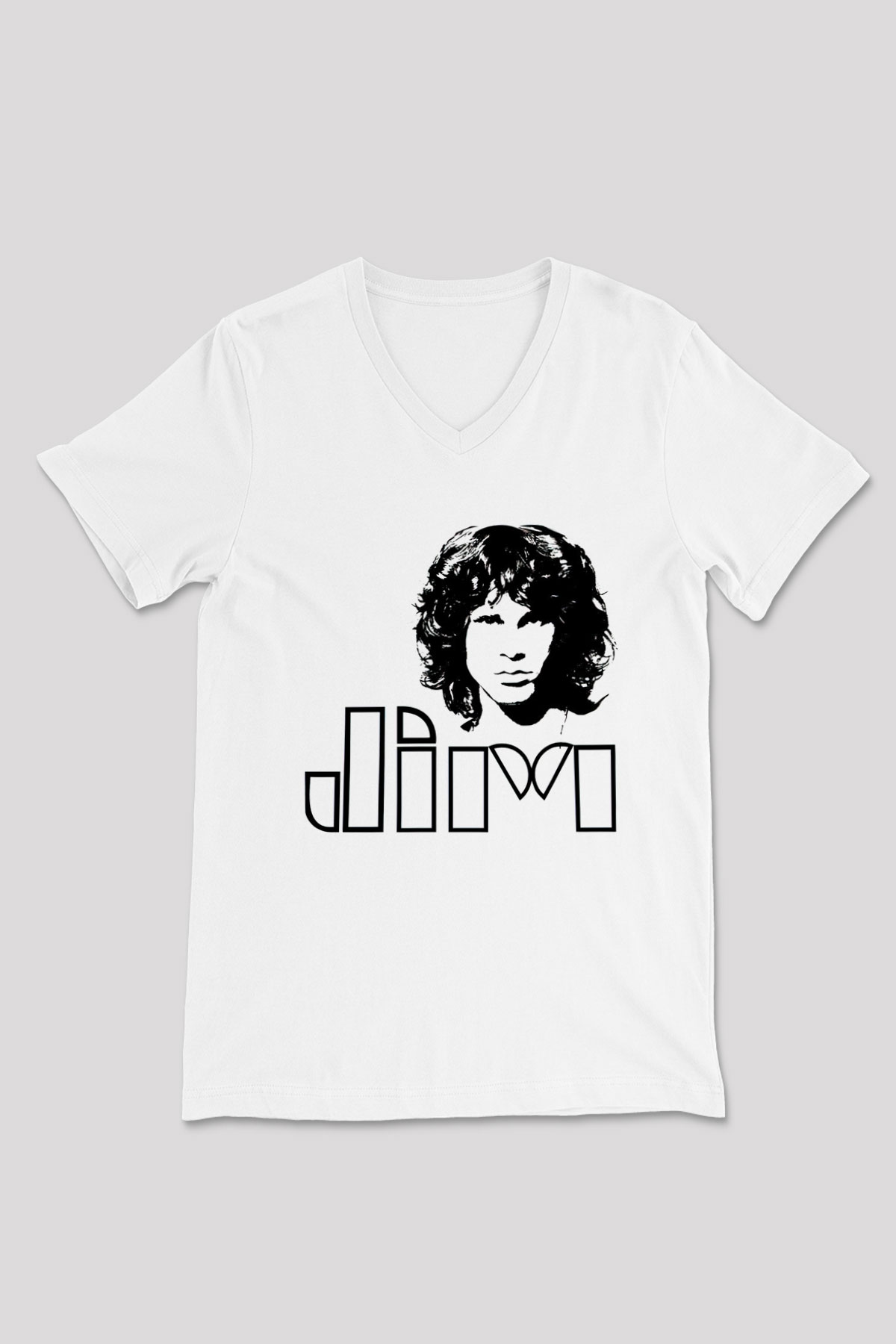 The Doors Beyaz Unisex V Yaka Tişört