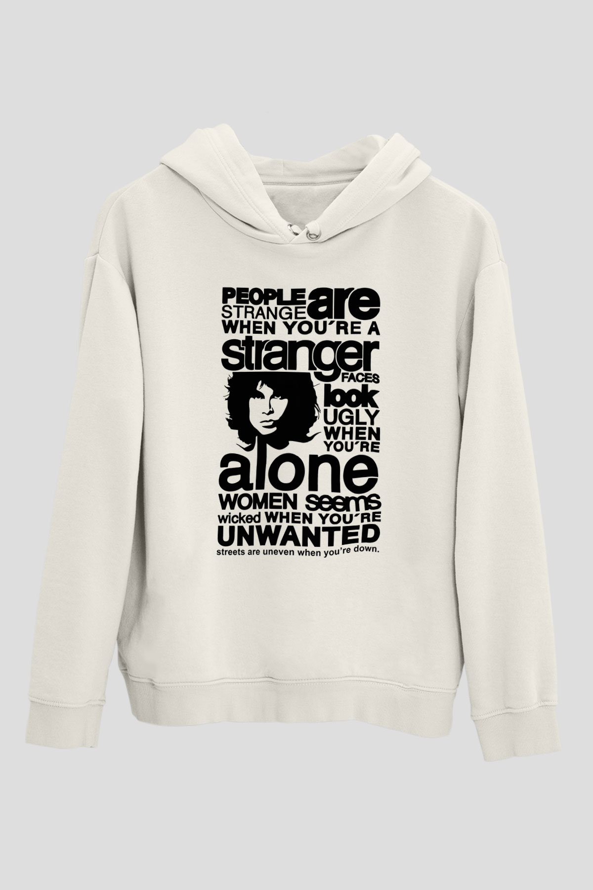 The Doors People Are Strange When You're A Stranger Beyaz Unisex Kapüşonlu Sweatshirt