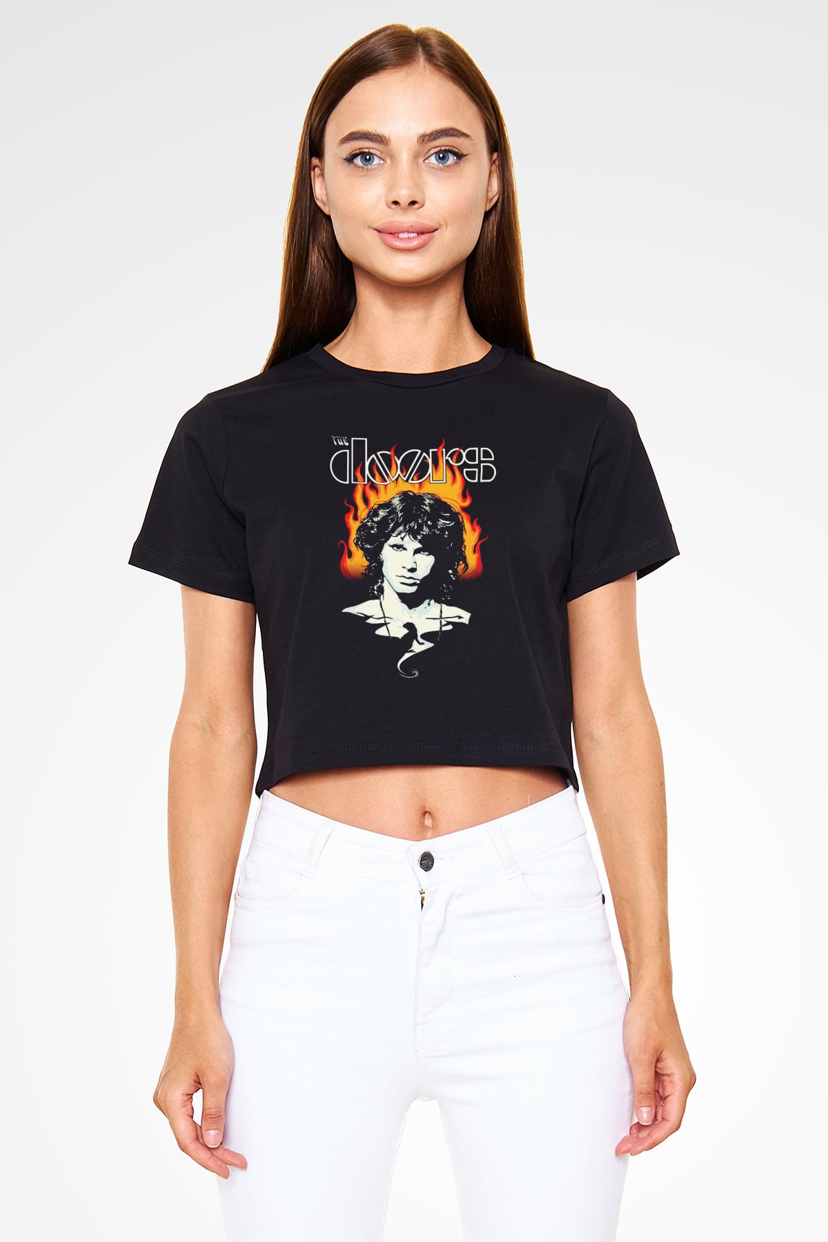 The Doors Siyah  Crop Top Tişört