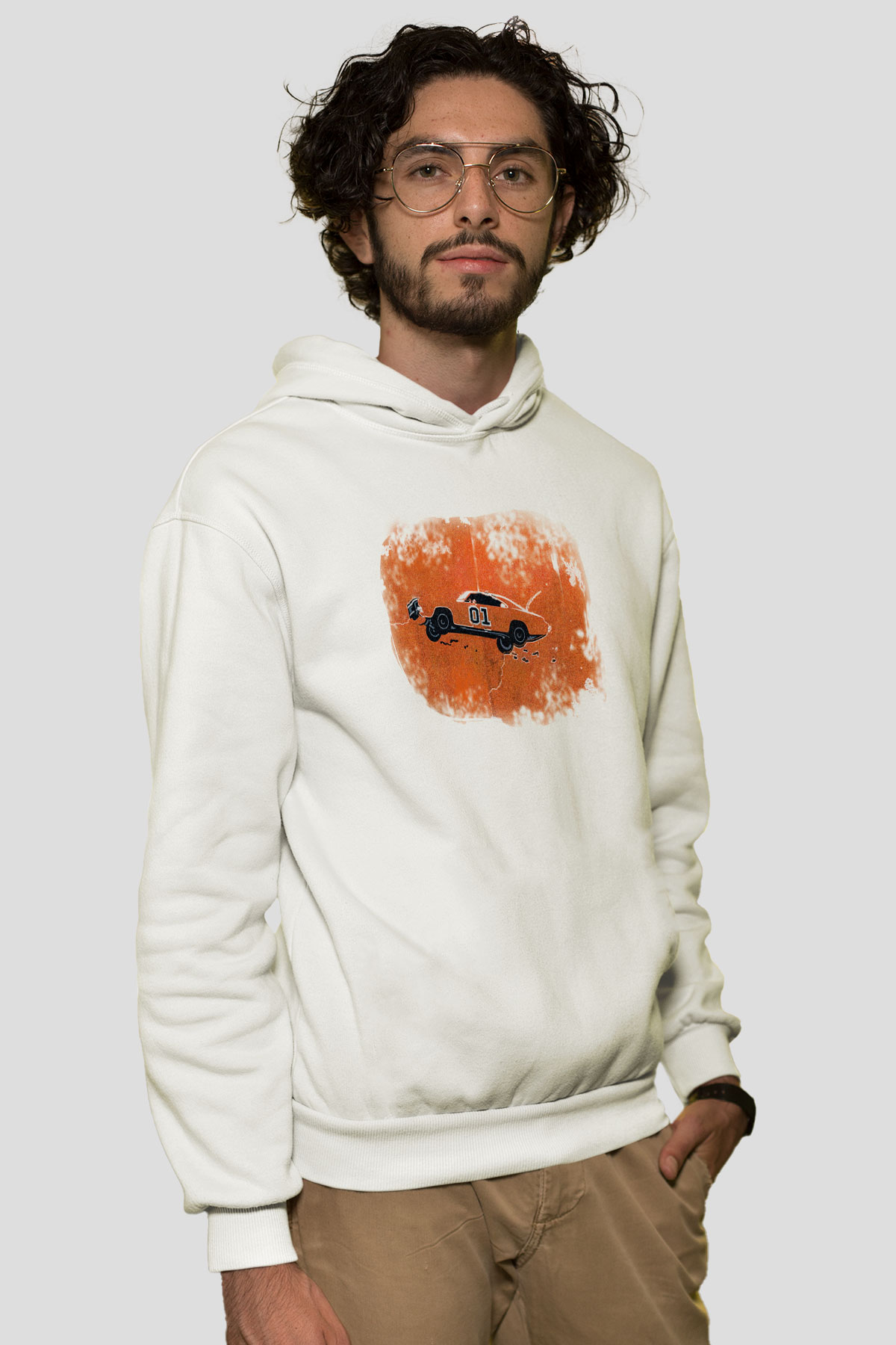 The Dukes of Hazzard Beyaz Unisex Kapşonlu Sweatshirt