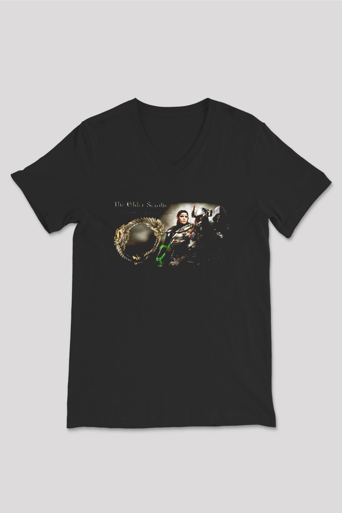 The Elder Scrolls Online Siyah Unisex V Yaka Tişört