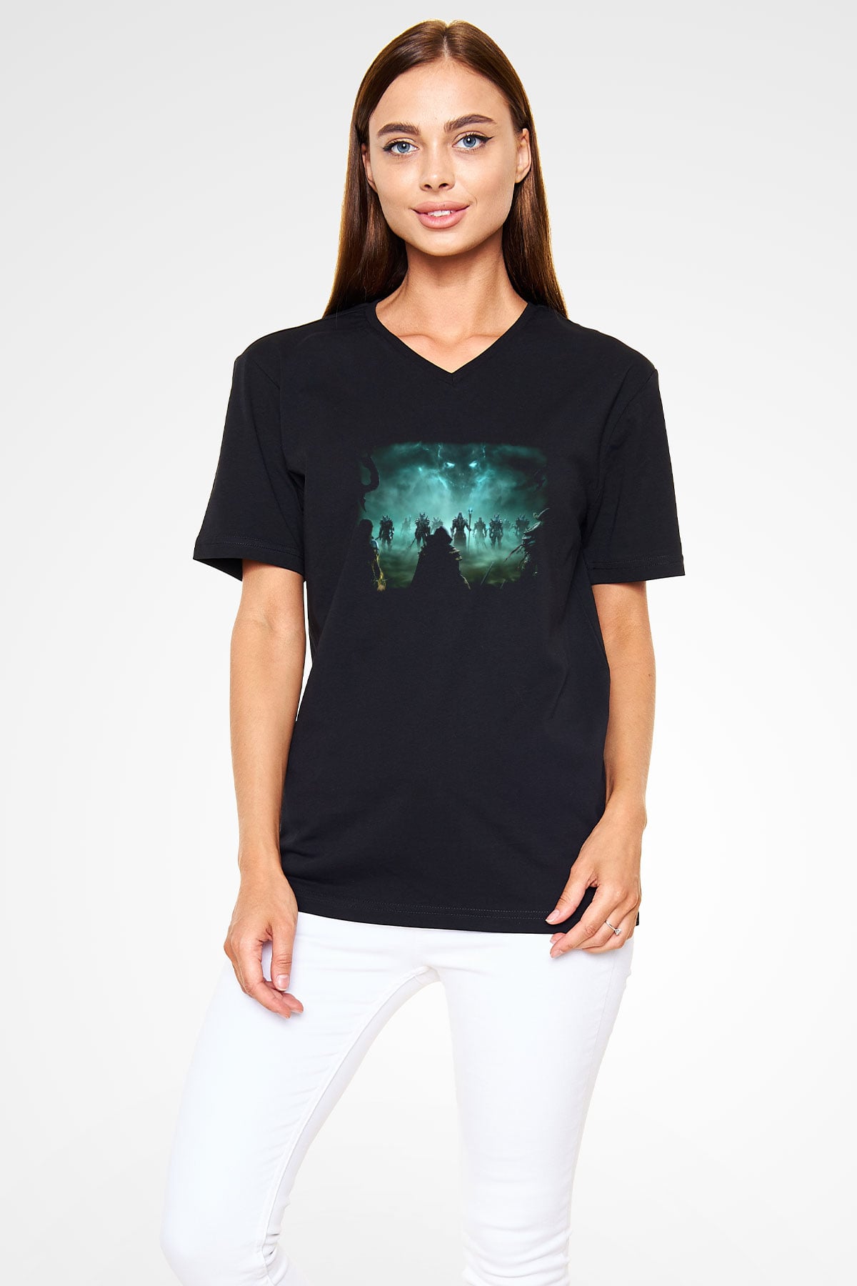 The Elder Scrolls Online Siyah Unisex V Yaka Tişört T-Shirt