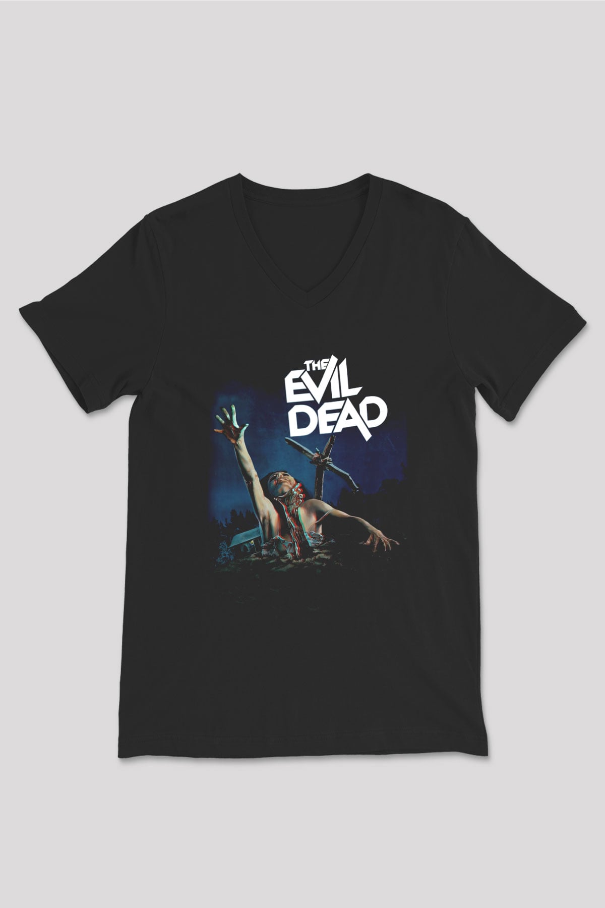 The Evil Dead Siyah Unisex V Yaka Tişört T-Shirt