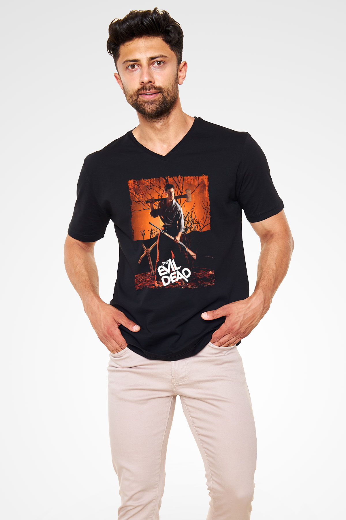 The Evil Dead Siyah Unisex V Yaka Tişört