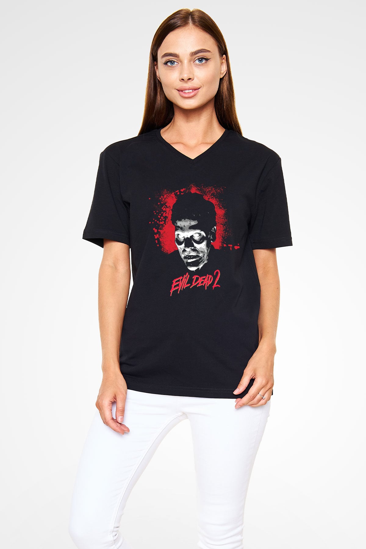 The Evil Dead Siyah Unisex V Yaka Tişört