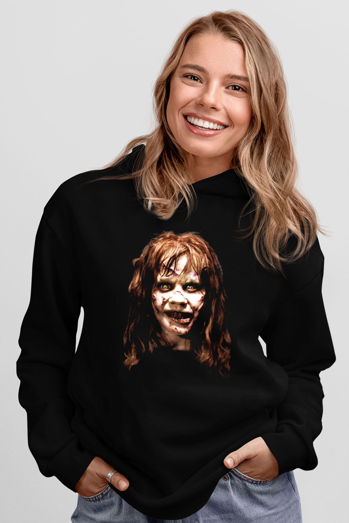The Exorcist Siyah Unisex Kapüşonlu Sweatshirt