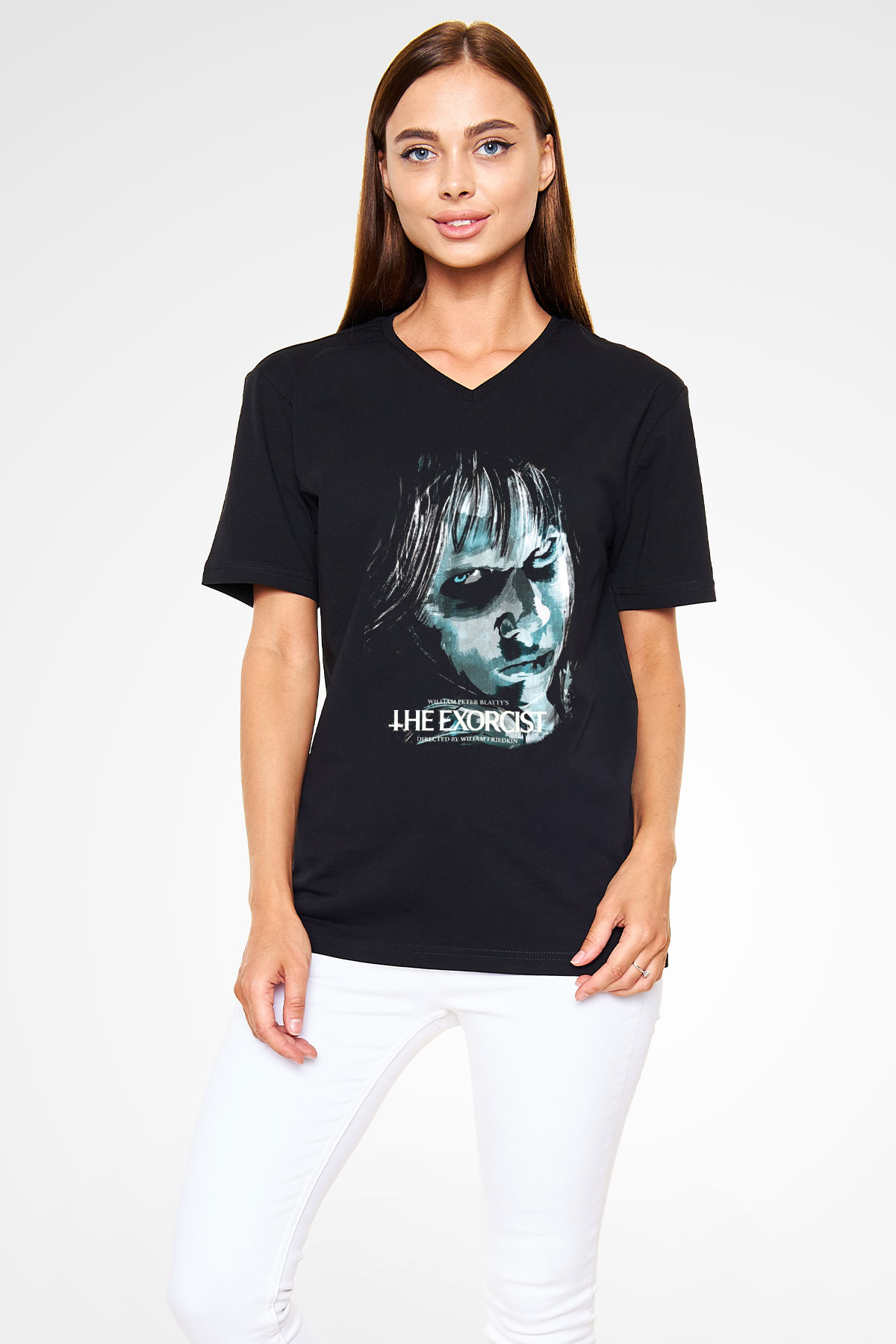 The Exorcist Siyah Unisex V Yaka Tişört