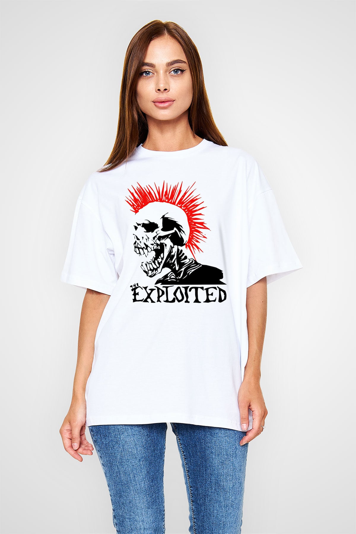 The Exploited Beyaz Unisex Oversize Tişört T-Shirt