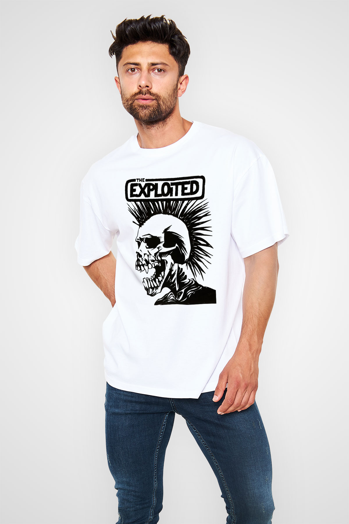 The Exploited Beyaz Unisex Oversize Tişört T-Shirt