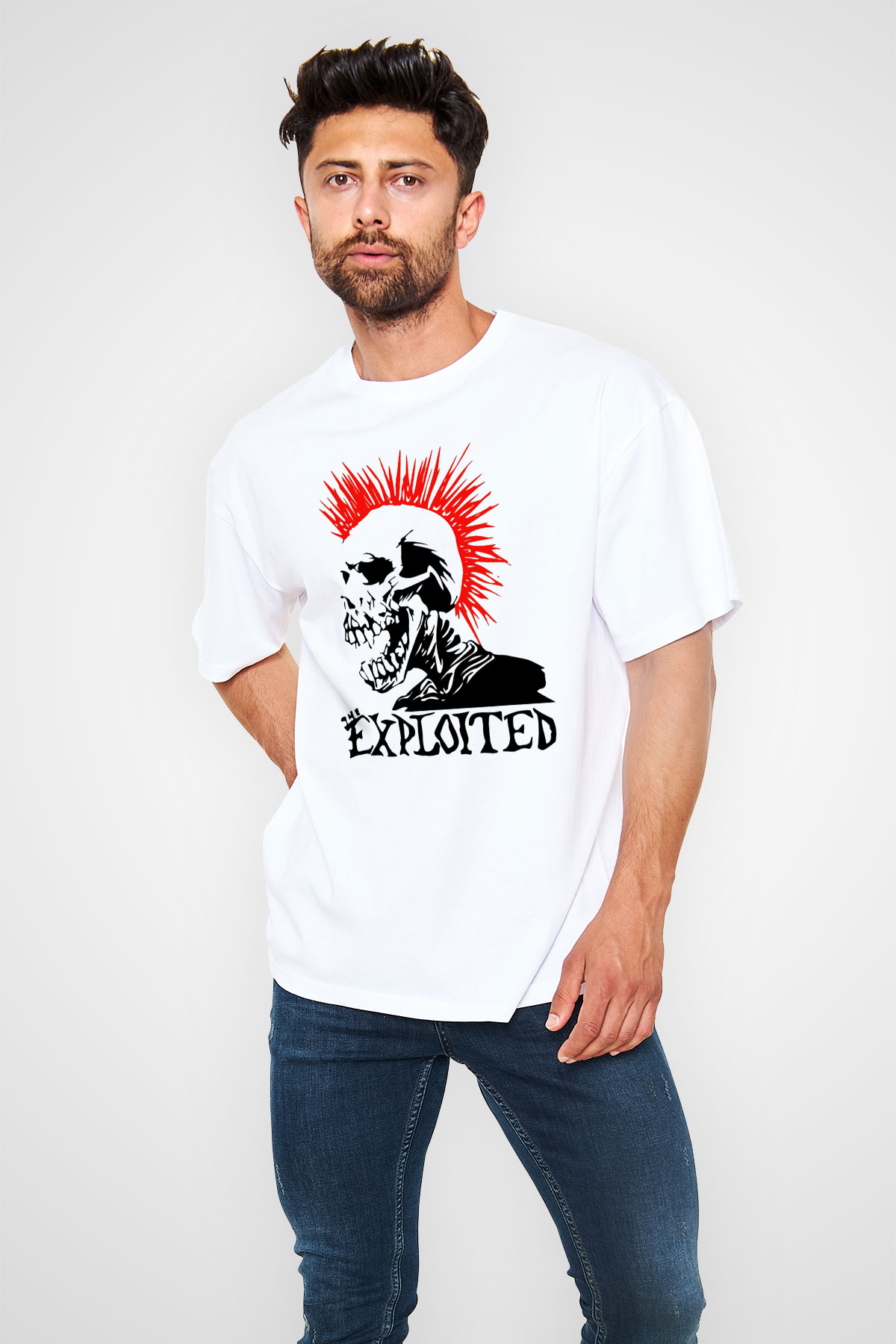 The Exploited Beyaz Unisex Oversize Tişört T-Shirt