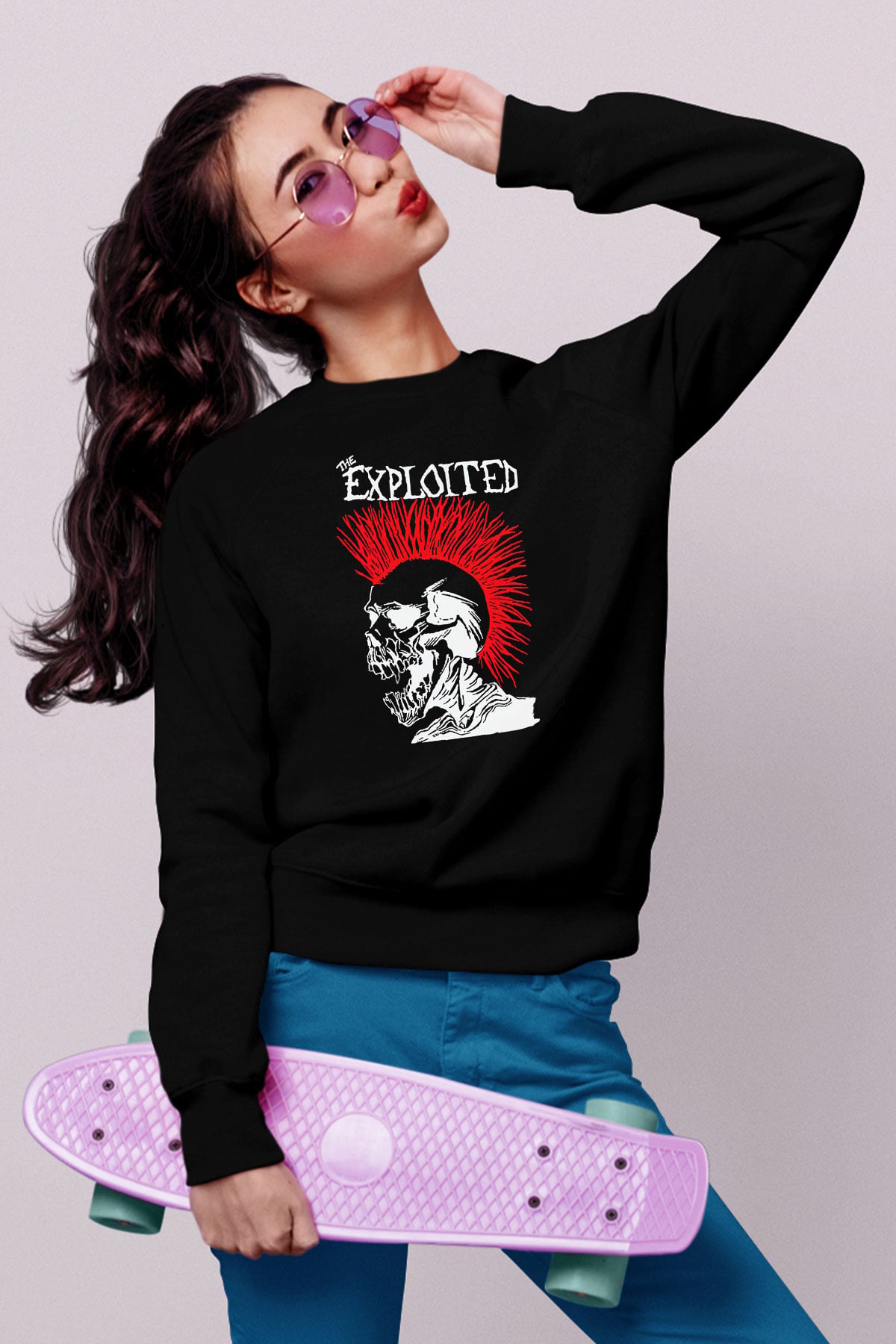 The Exploited Siyah Unisex Sweatshirt