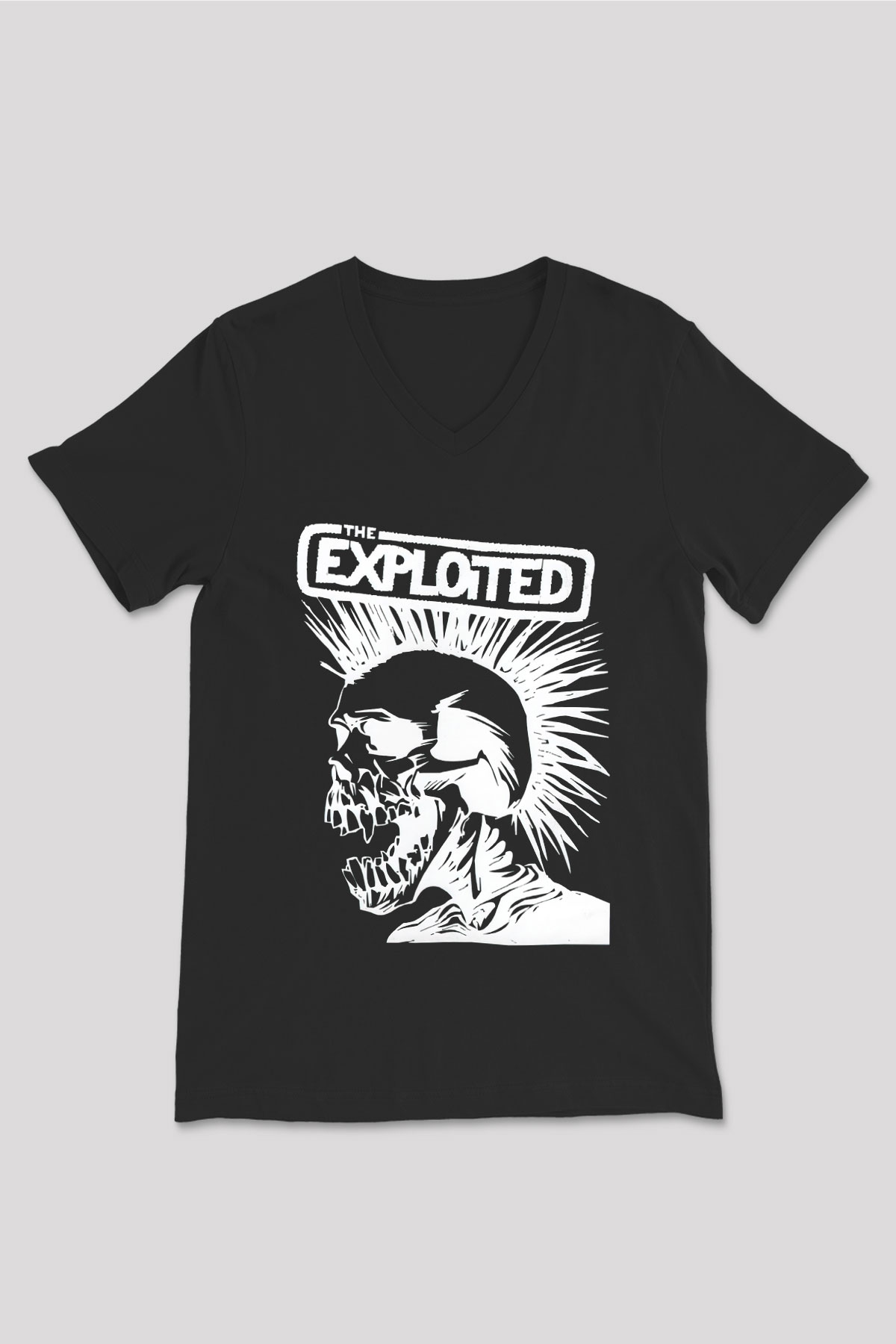 The Exploited Siyah Unisex V Yaka Tişört T-Shirt