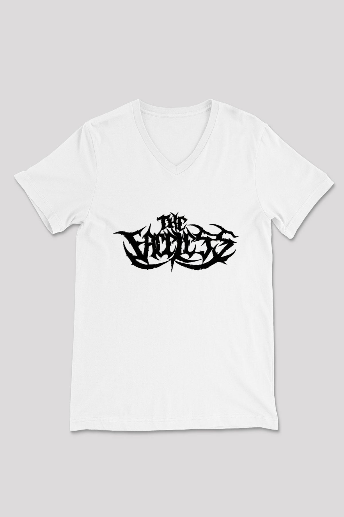 The Faceless Beyaz Unisex V Yaka Tişört T-Shirt