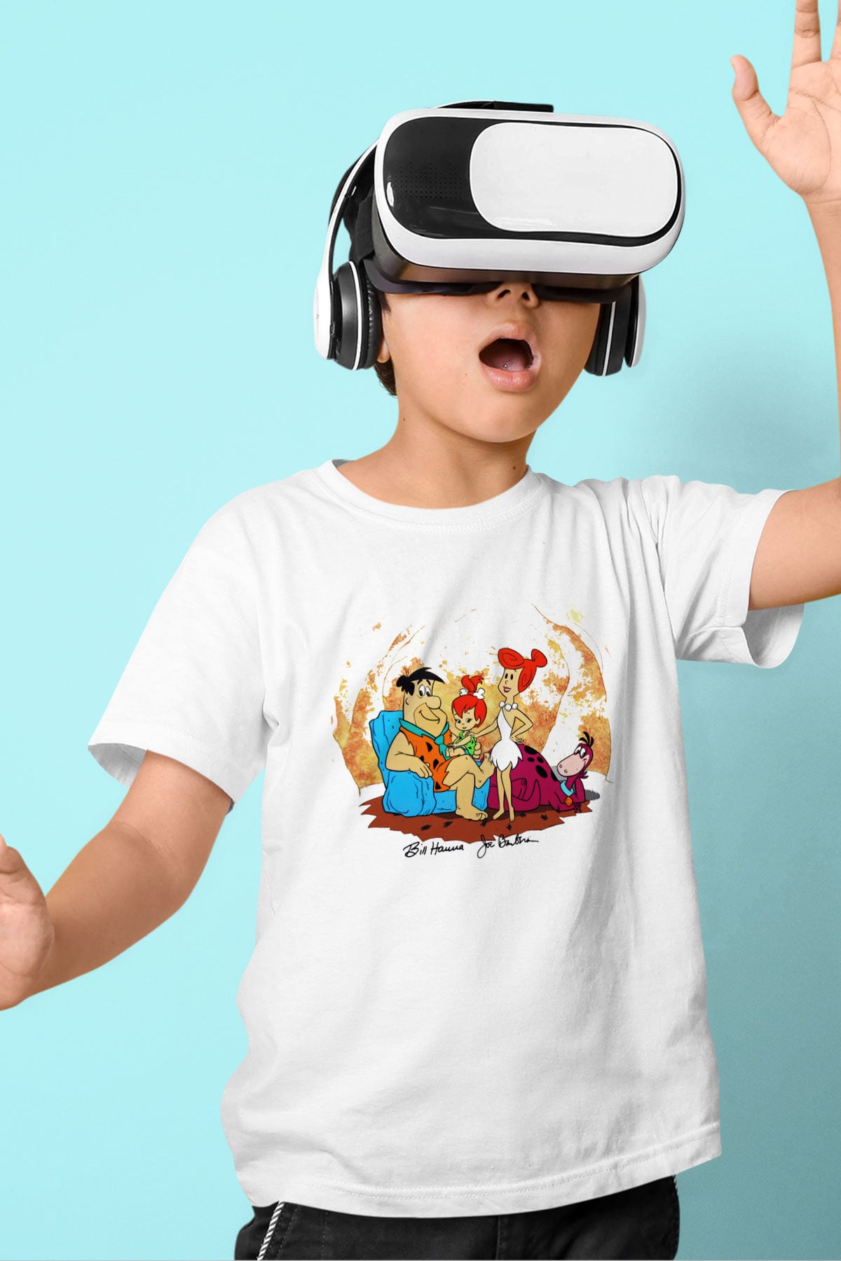 The Flintstones Taş Devri Baskılı Beyaz Unisex Çocuk Tişört