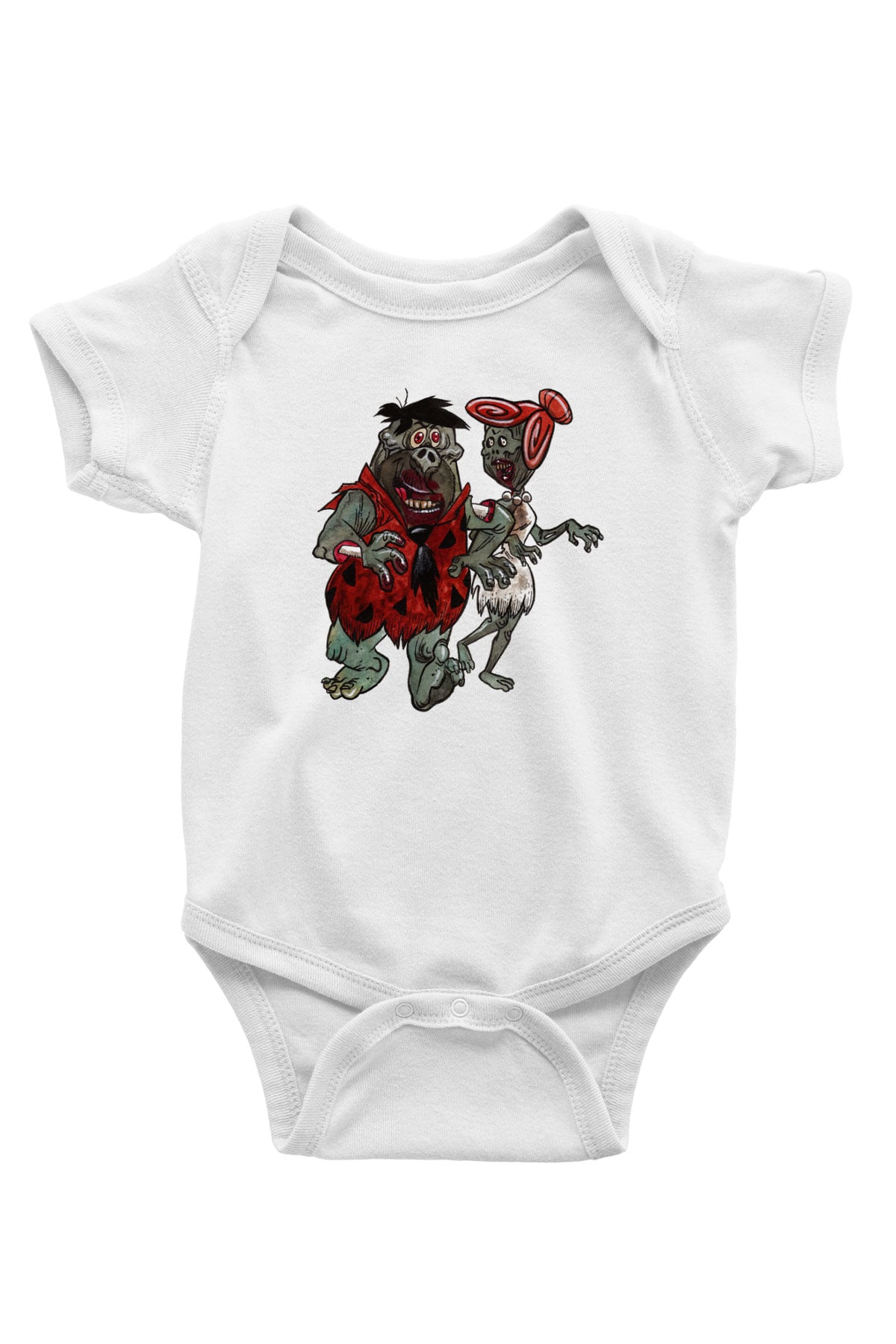The Flintstones Taş Devri Baskılı Beyaz Unisex Bebek Body - Zıbın