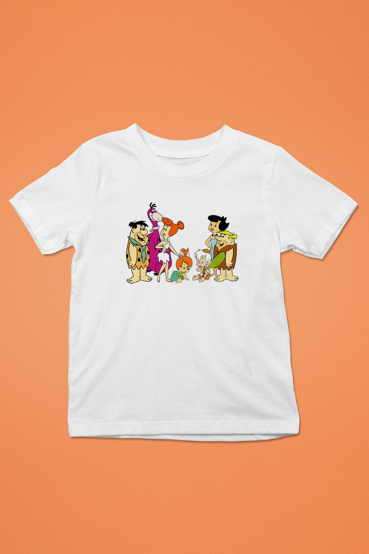 The Flintstones Taş Devri Baskılı Beyaz Unisex Çocuk Tişört