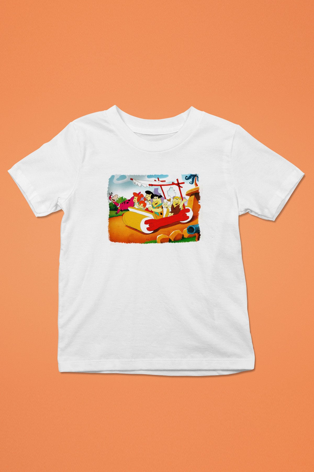 The Flintstones Taş Devri Baskılı Beyaz Unisex Çocuk Tişört