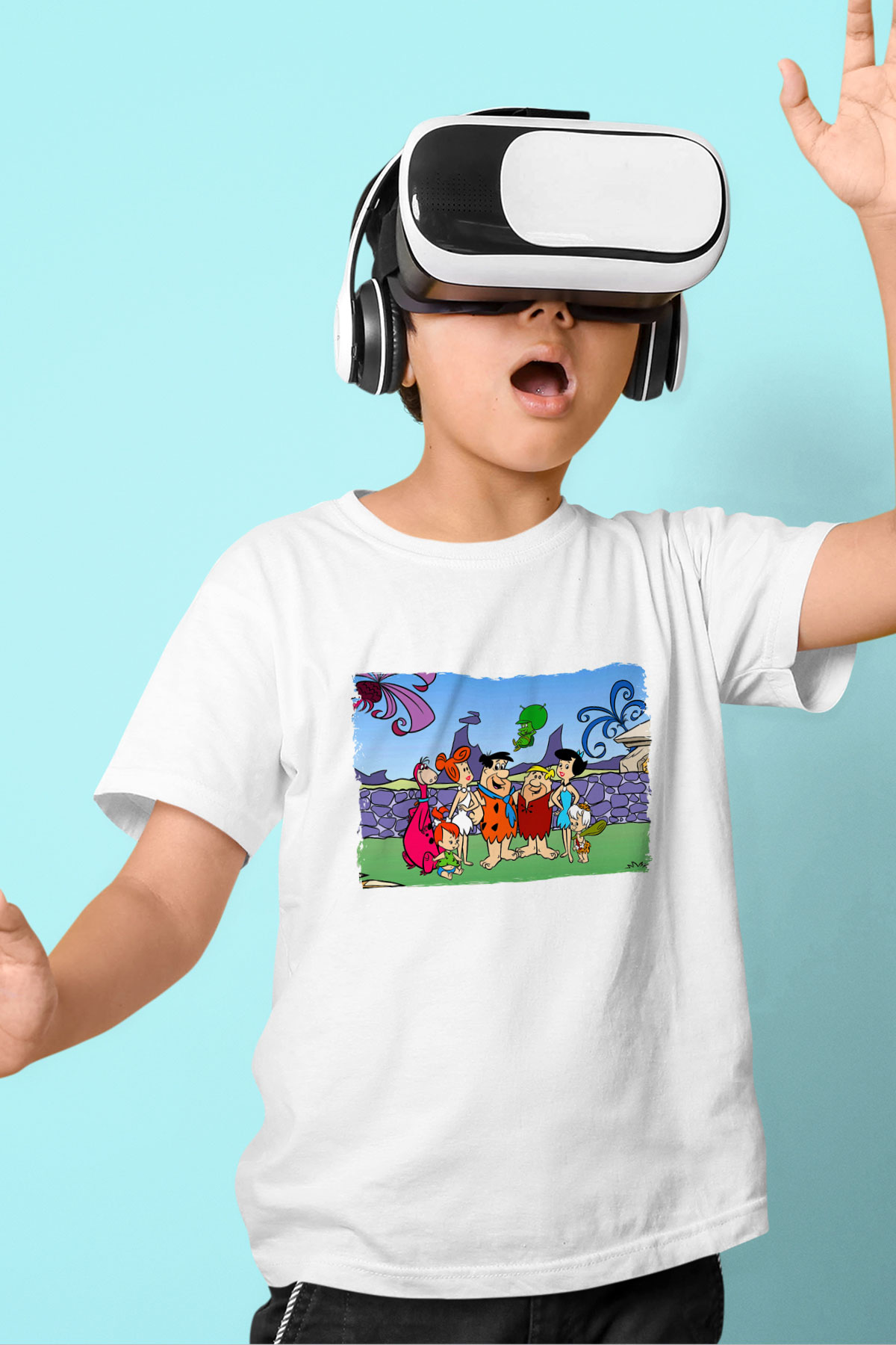 The Flintstones Taş Devri Beyaz Unisex  Çocuk Tişört