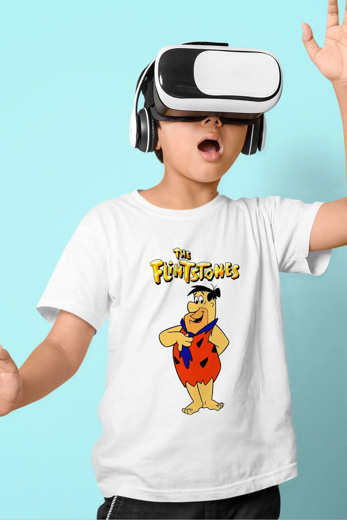 The Flintstones Taş Devri Beyaz Unisex  Çocuk Tişört