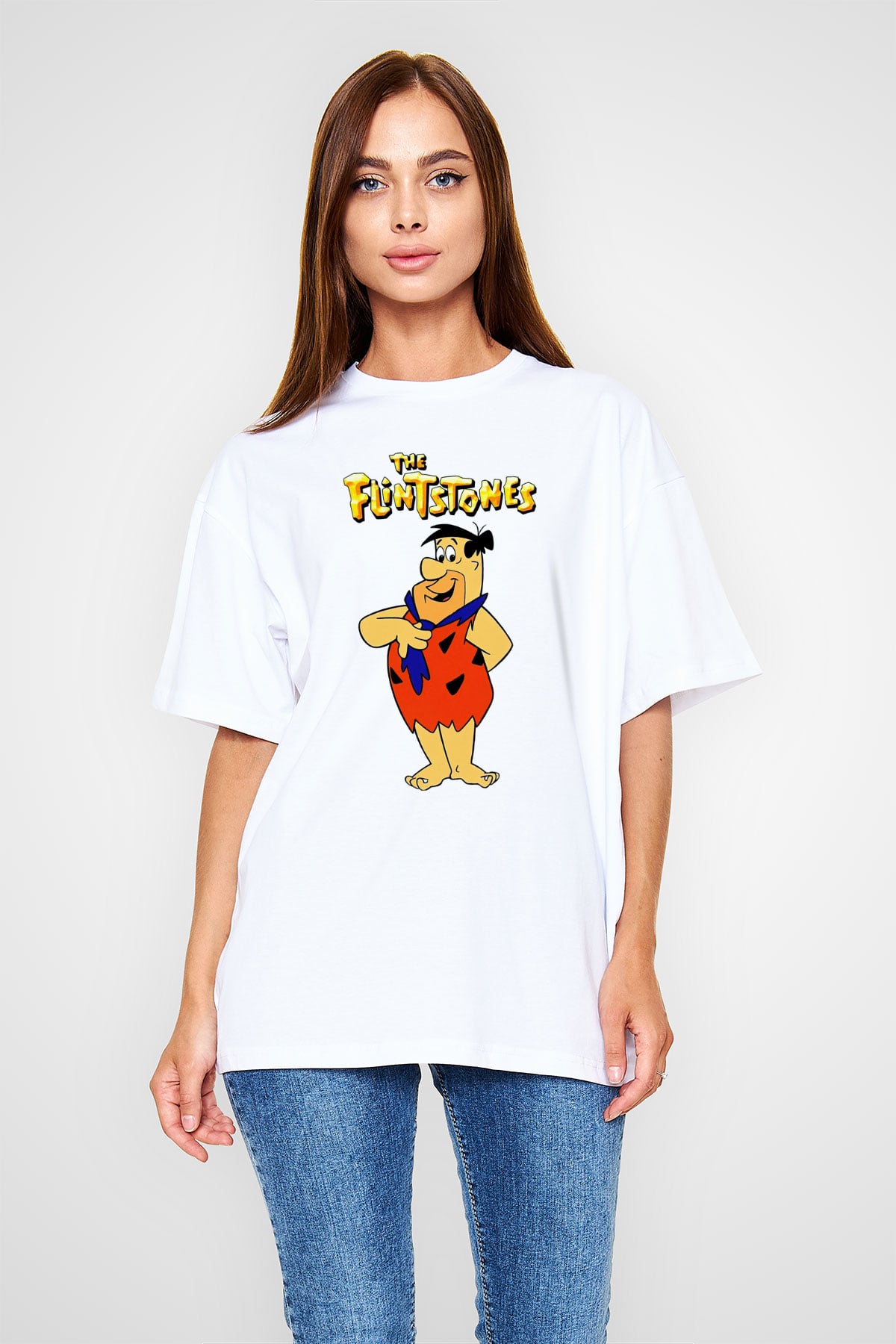 The Flintstones Taş Devri Beyaz Unisex Tişört