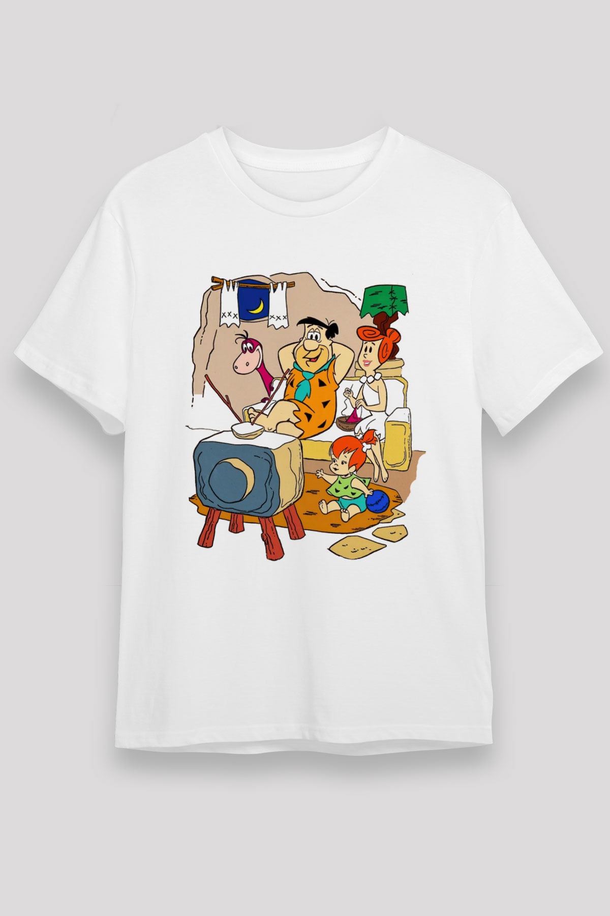 The Flintstones Taş Devri Beyaz Unisex Tişört