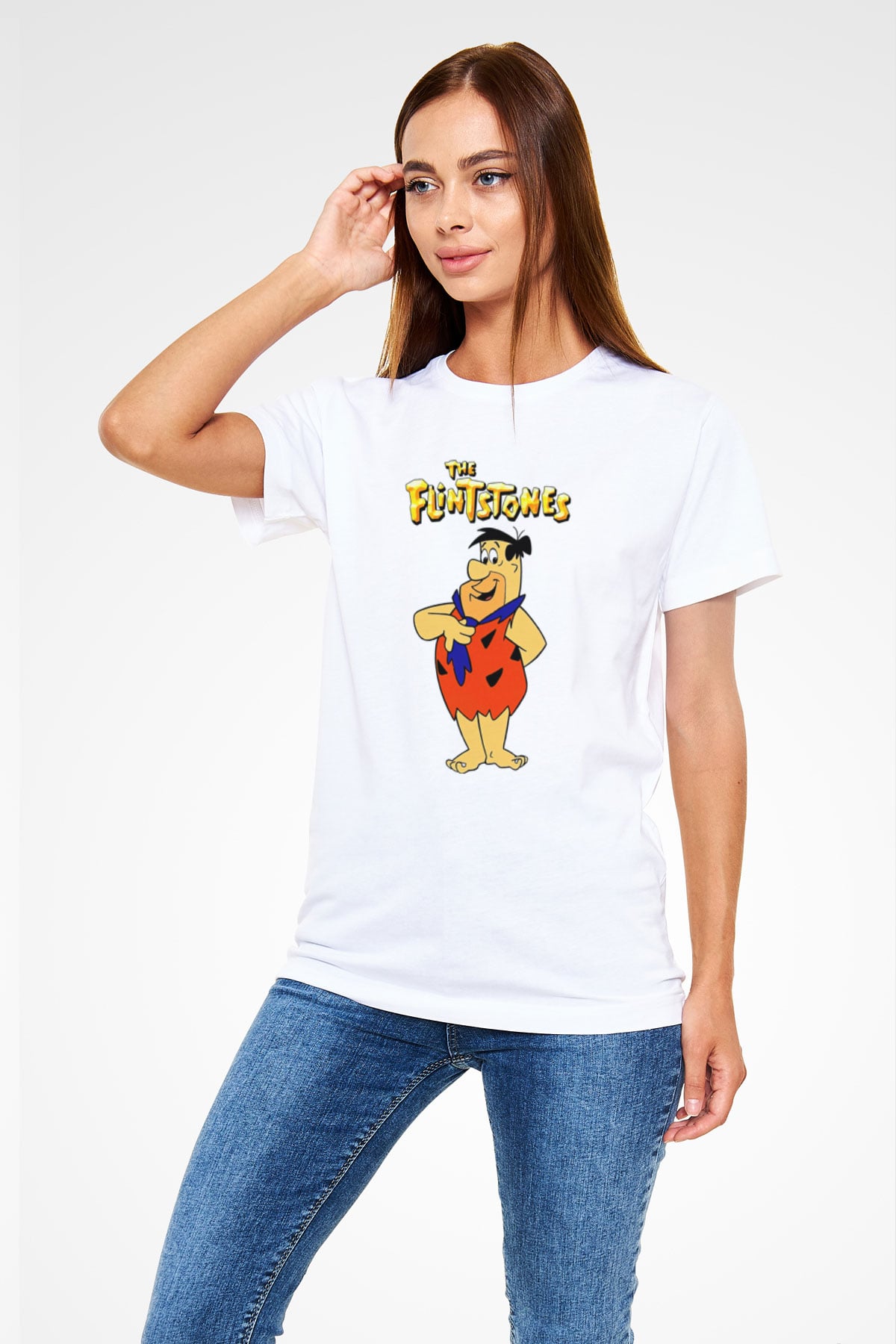 The Flintstones Taş Devri Beyaz Unisex Tişört